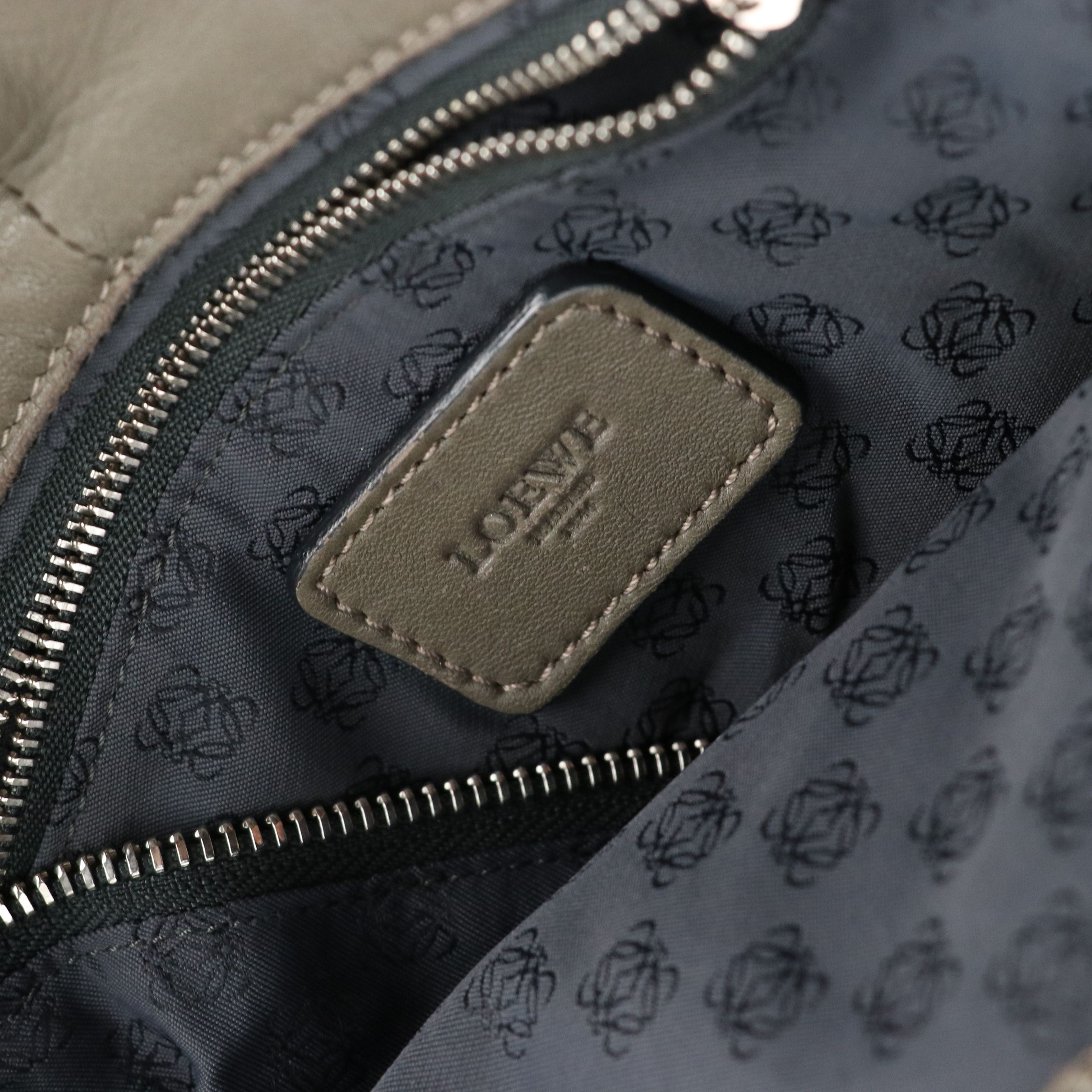 Loewe Anagram Embossed Aire Handbag in Glittery Patent and Calfskin Leather