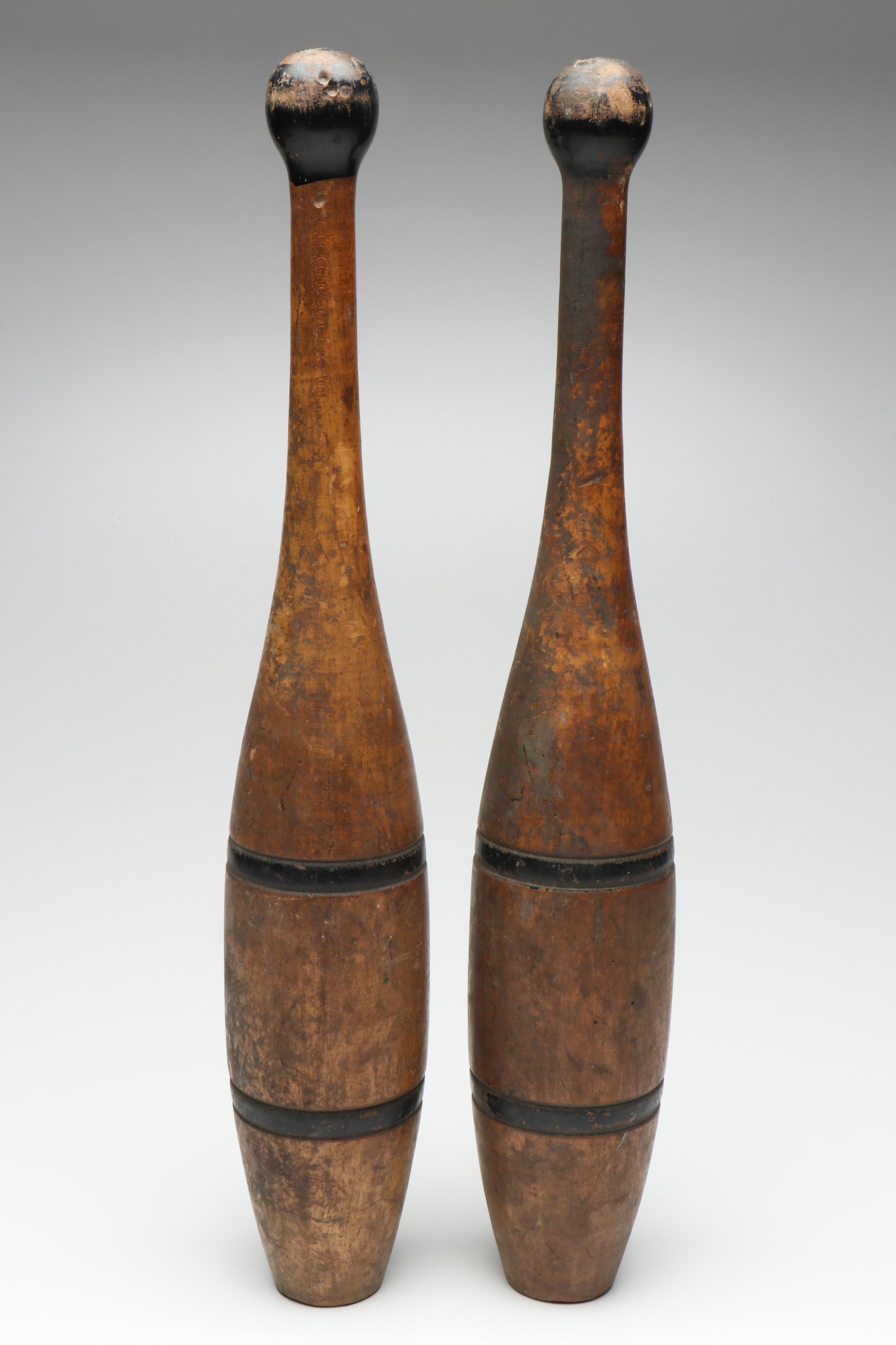 Painted Wooden Juggling Pins, 2 Pounds