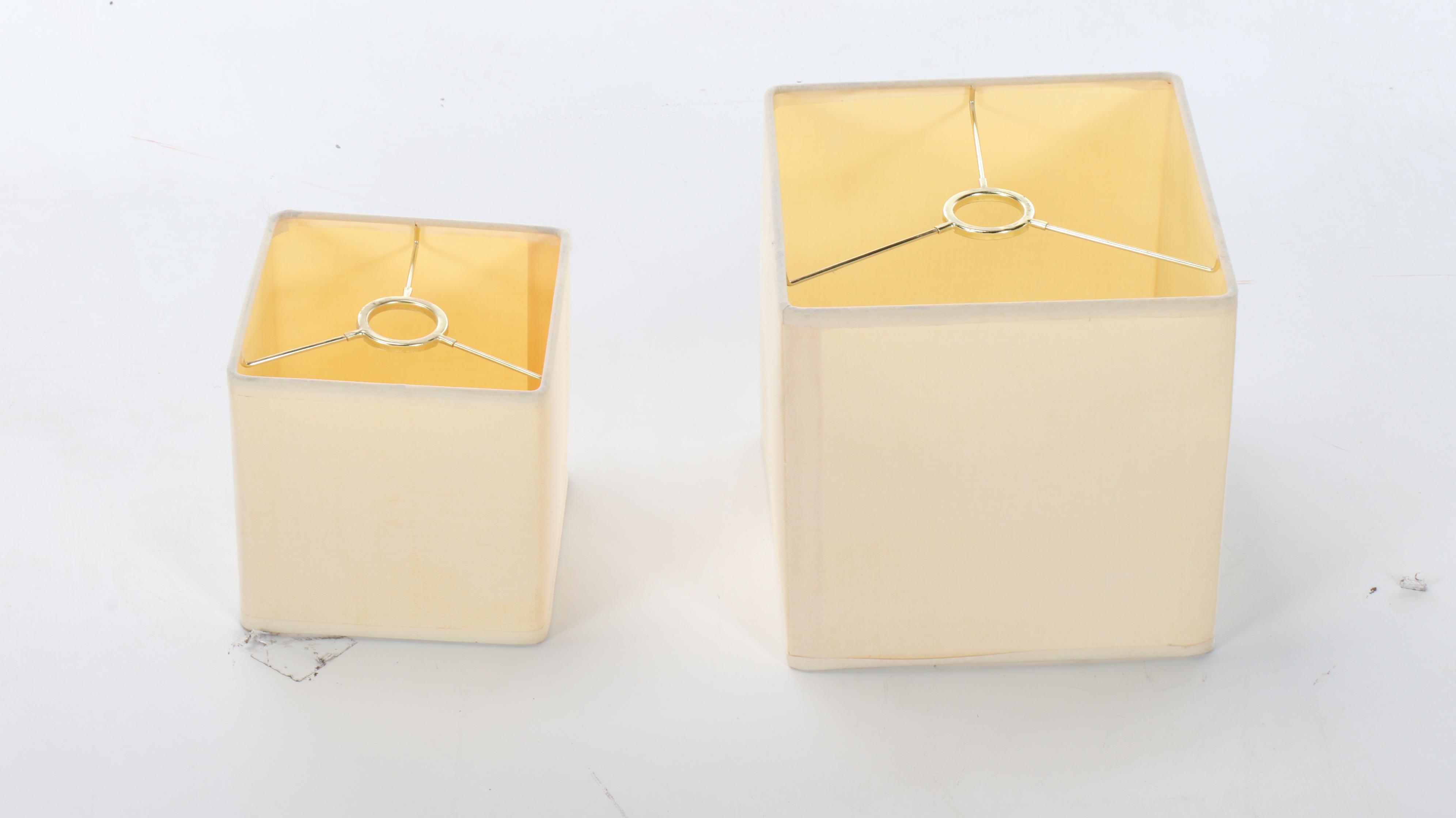 Postmodern Style Bridge Arm Metal Floor and Table Lamp and Drum Shades, 2001