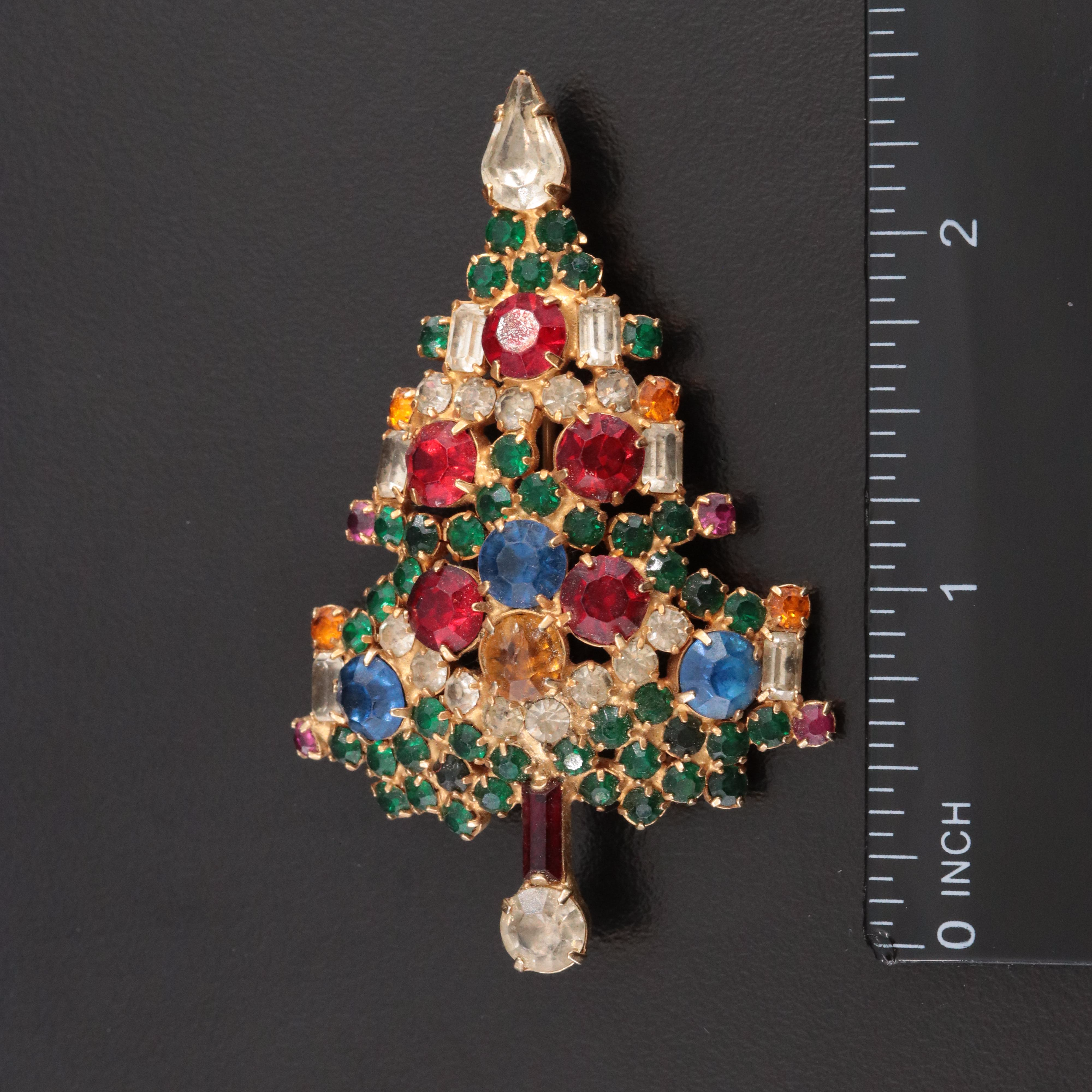 Eisenberg Ice, Warner and Eisenberg Christmas Tree and Poinsettia Brooches