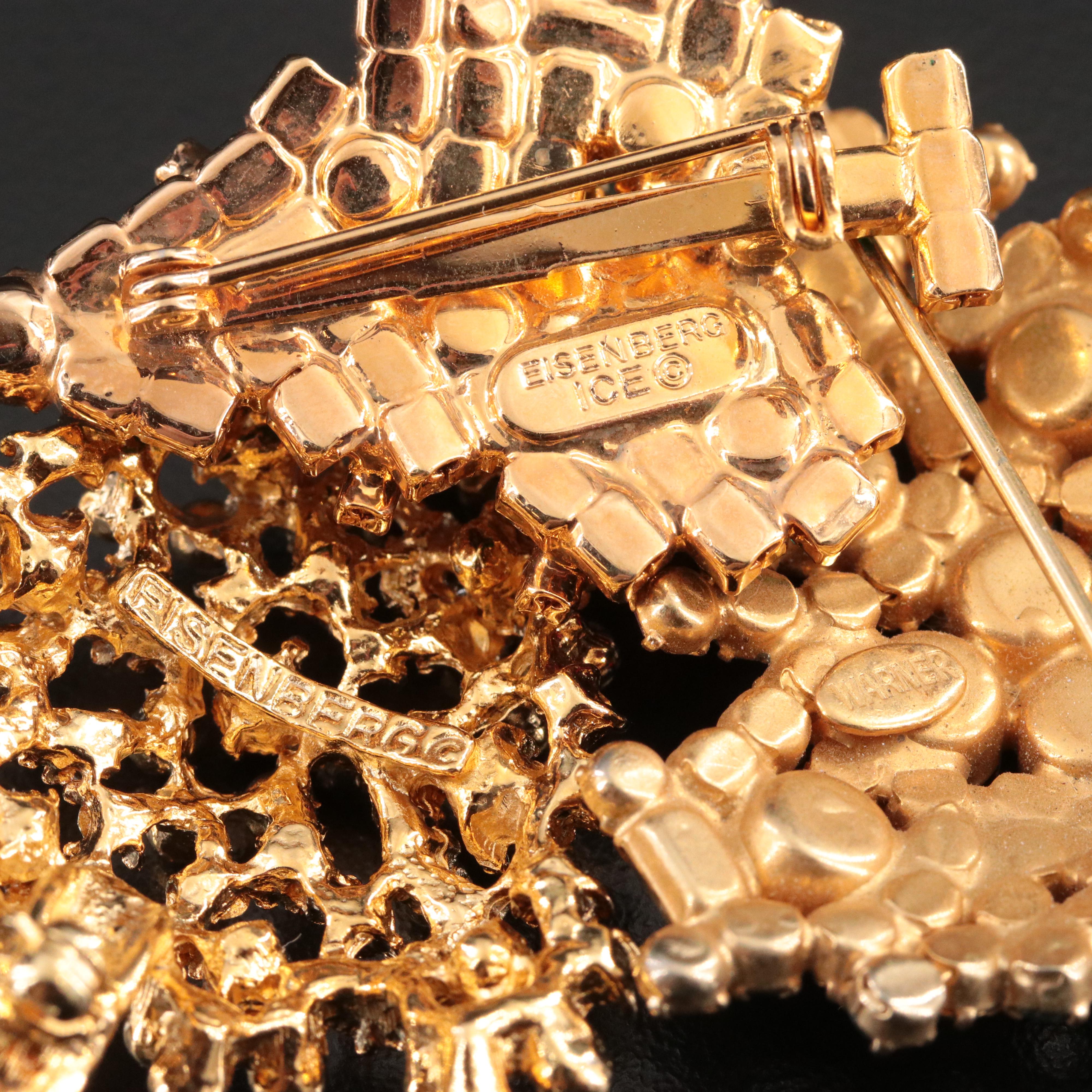 Eisenberg Ice, Warner and Eisenberg Christmas Tree and Poinsettia Brooches