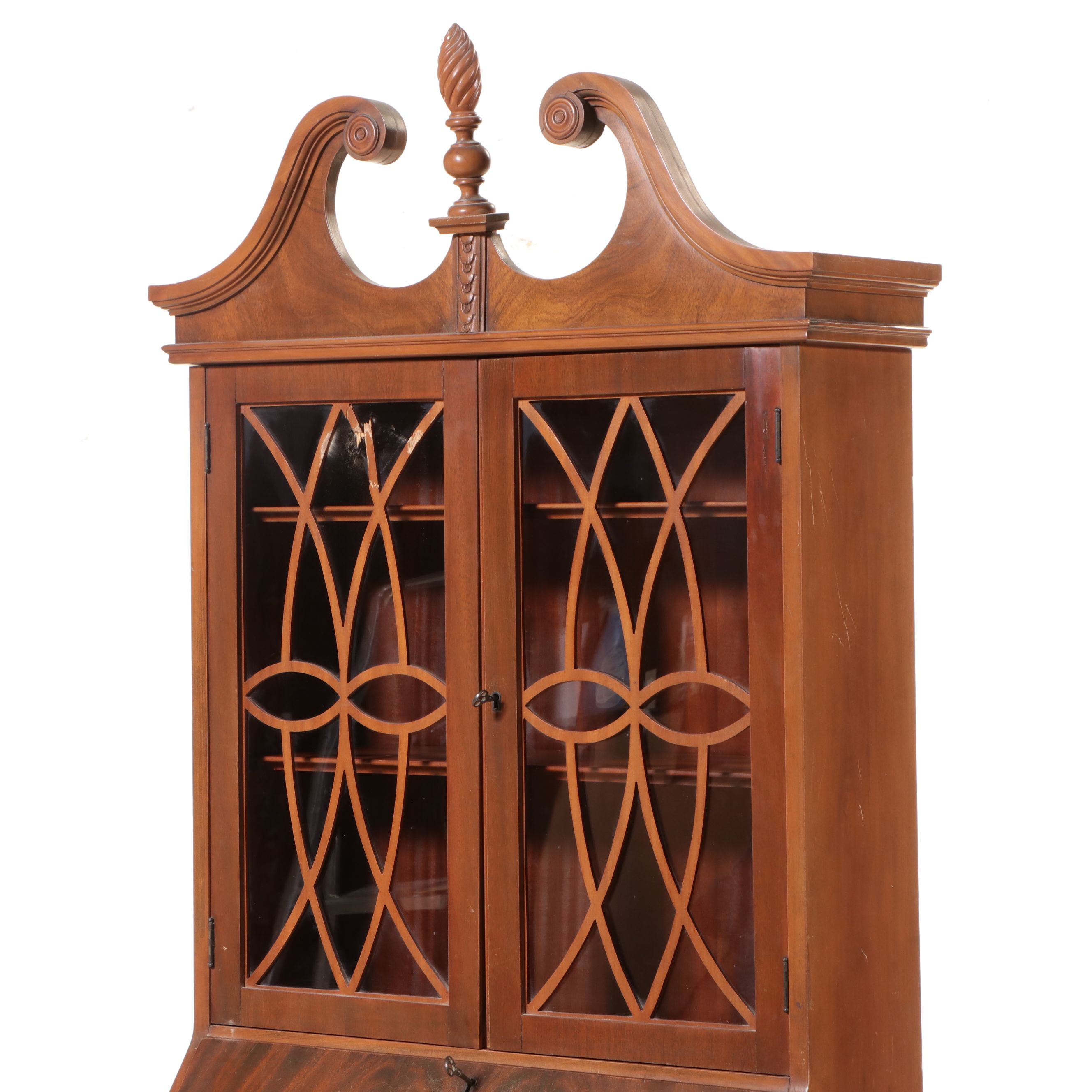 Queen Anne Style Mahogany Secretary Desk, Mid to Late 20th Century