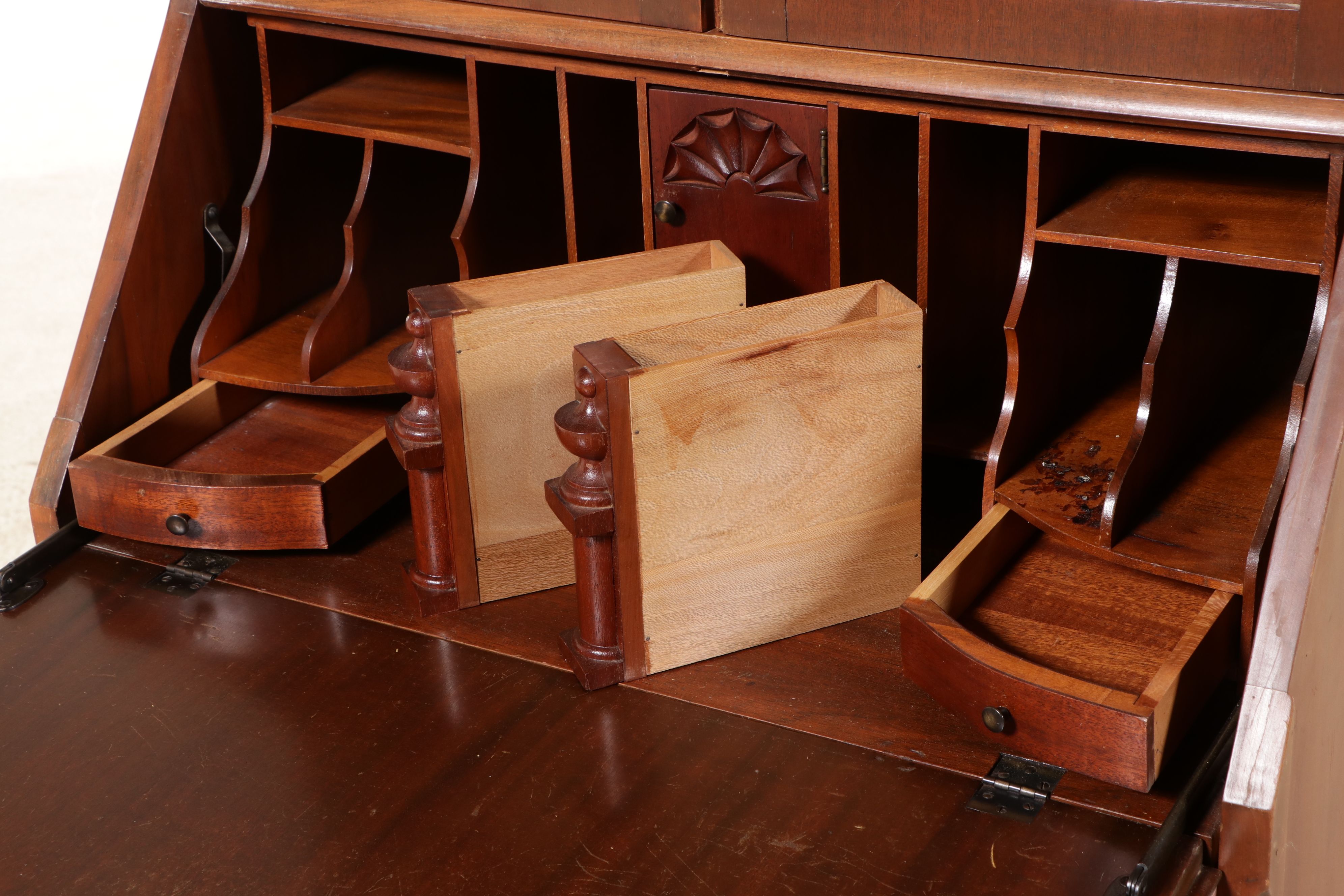 Queen Anne Style Mahogany Secretary Desk, Mid to Late 20th Century