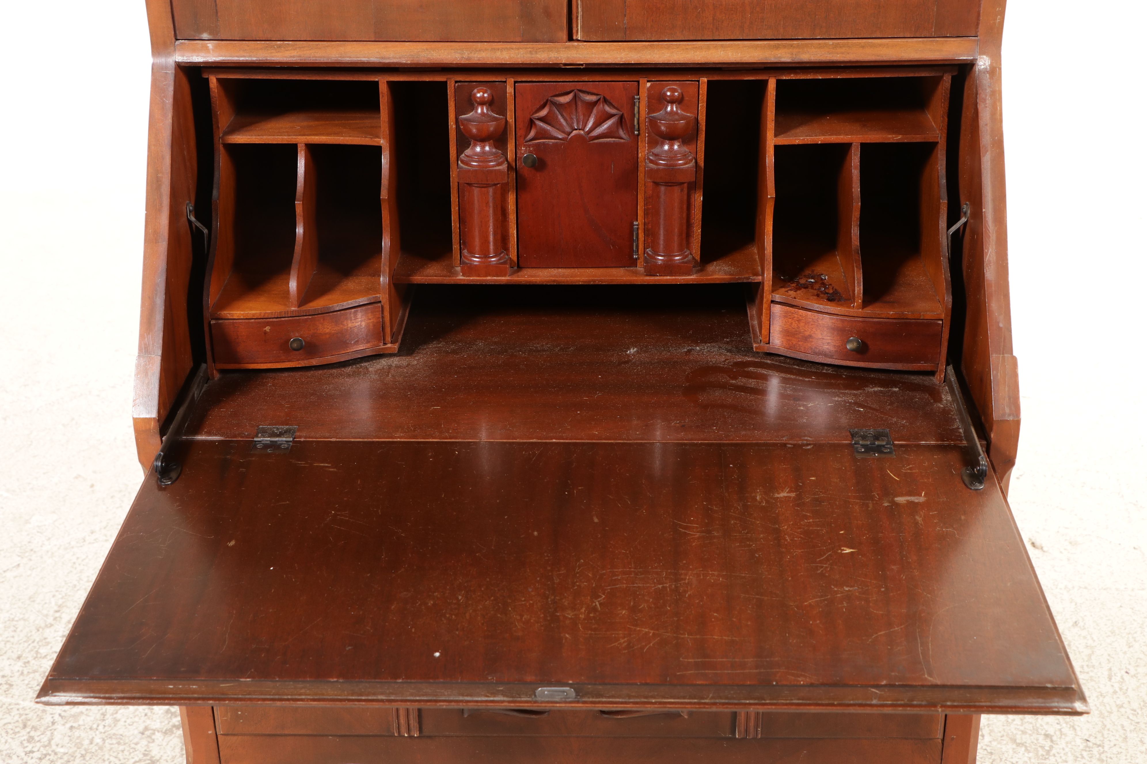 Queen Anne Style Mahogany Secretary Desk, Mid to Late 20th Century