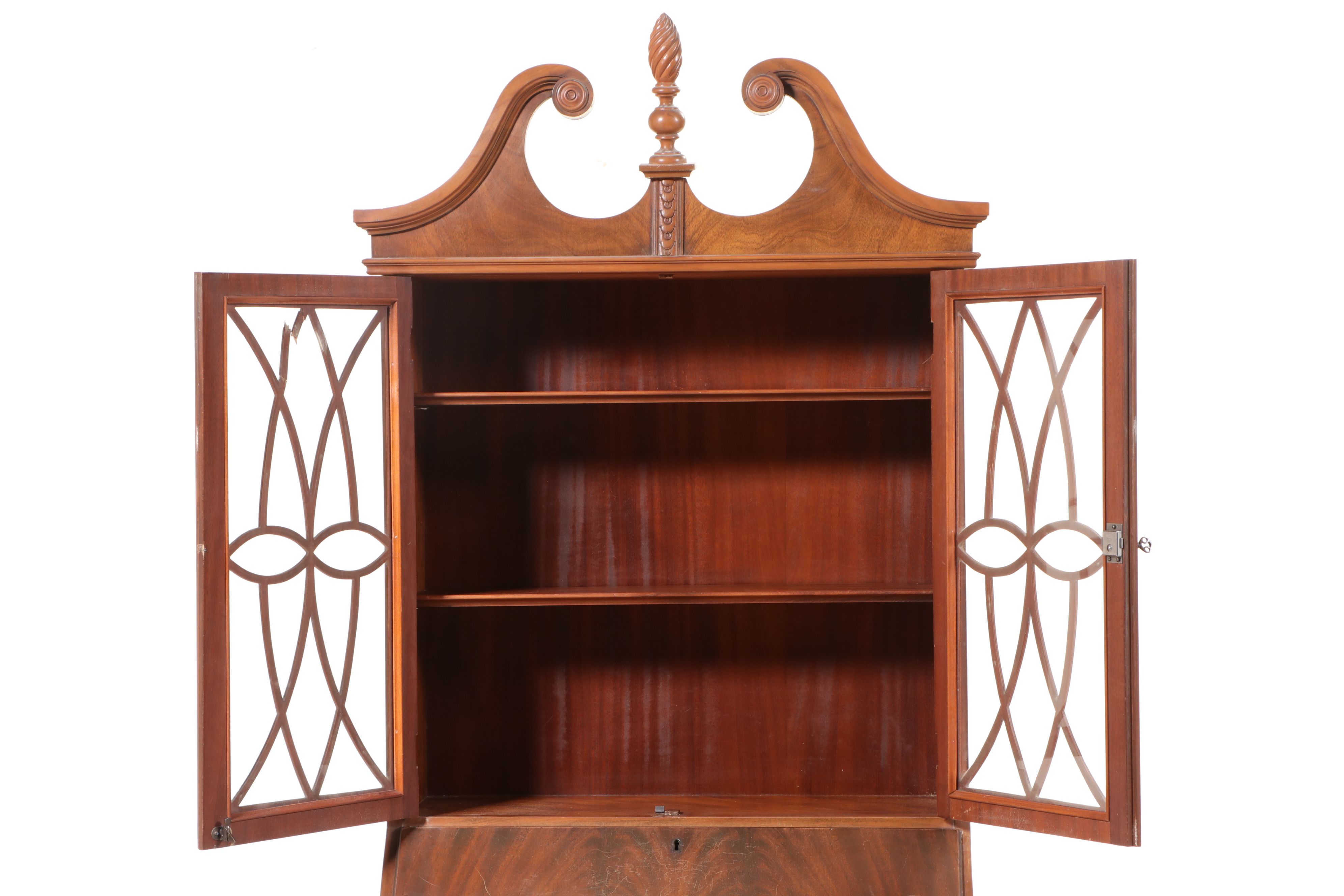 Queen Anne Style Mahogany Secretary Desk, Mid to Late 20th Century