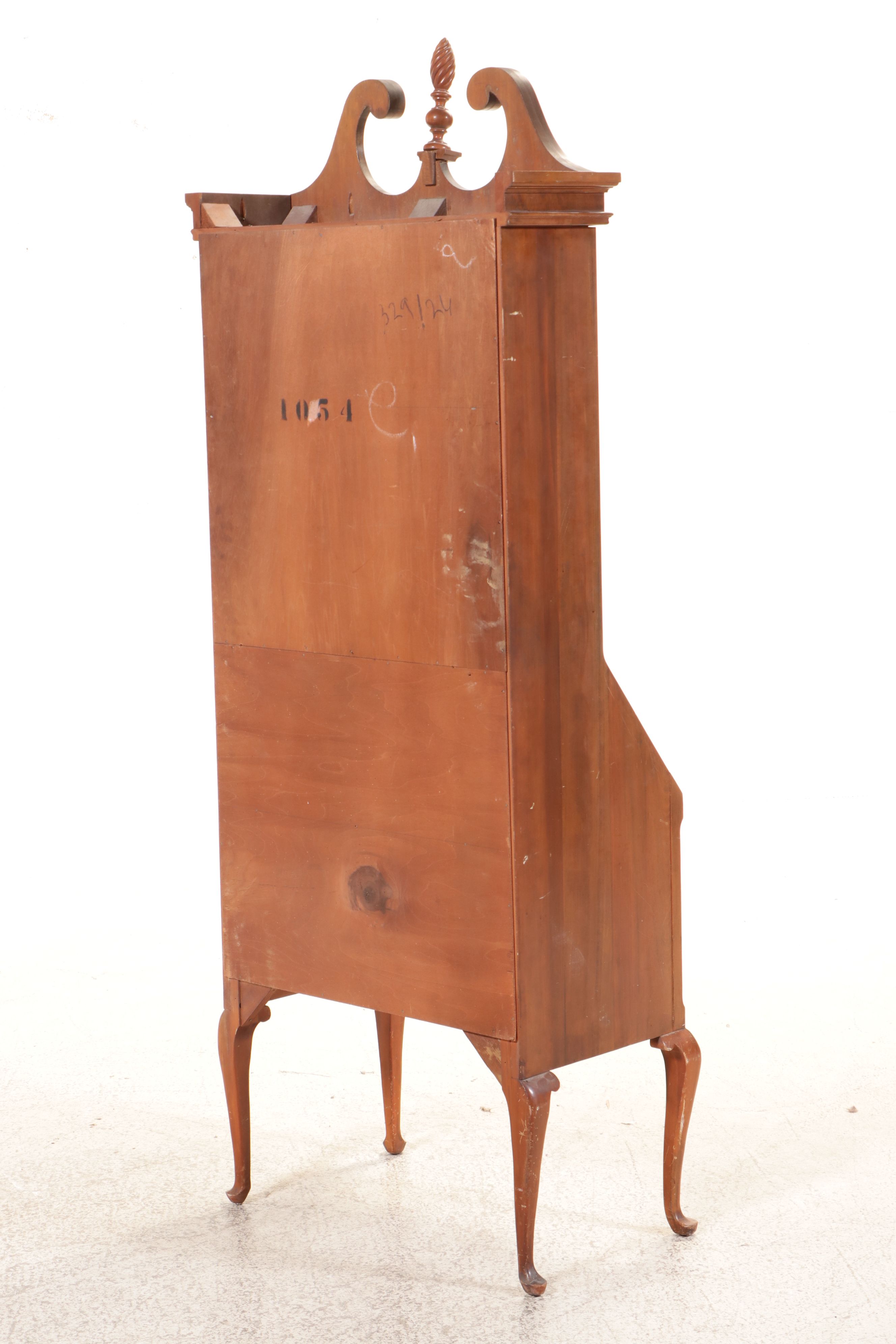 Queen Anne Style Mahogany Secretary Desk, Mid to Late 20th Century