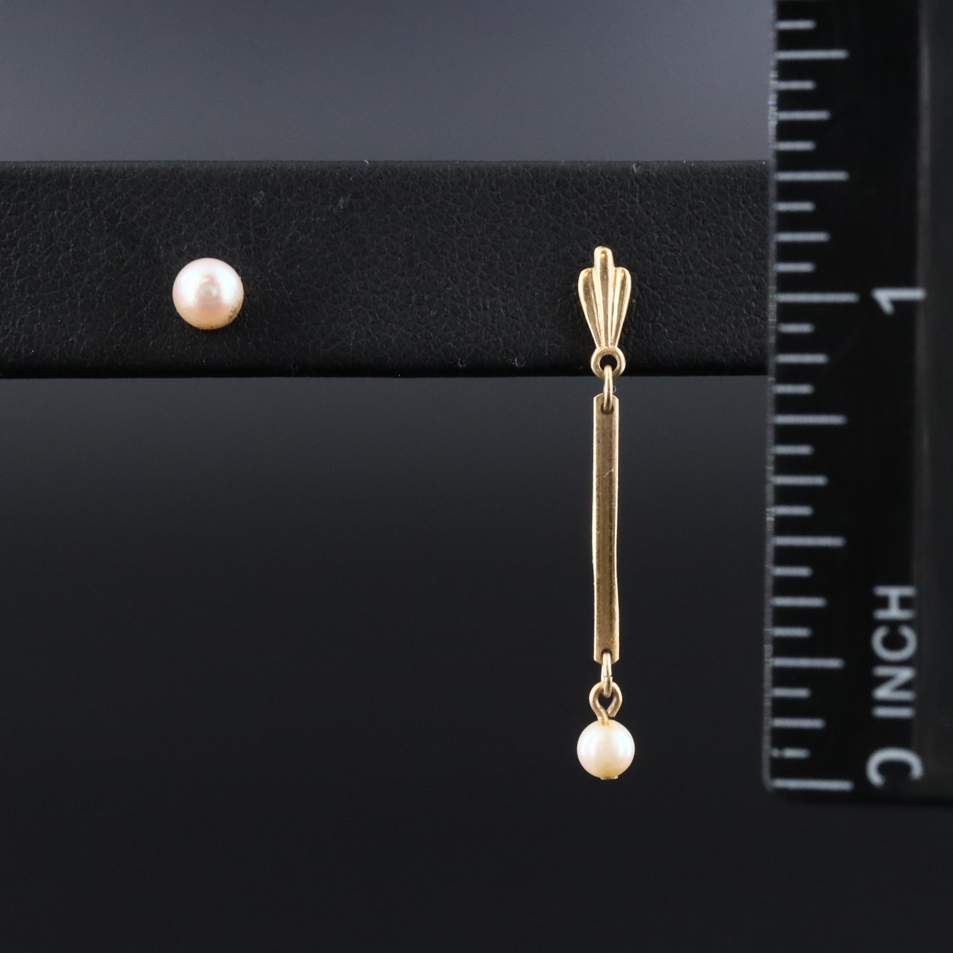 14K Pearl Stud and Drop Earrings