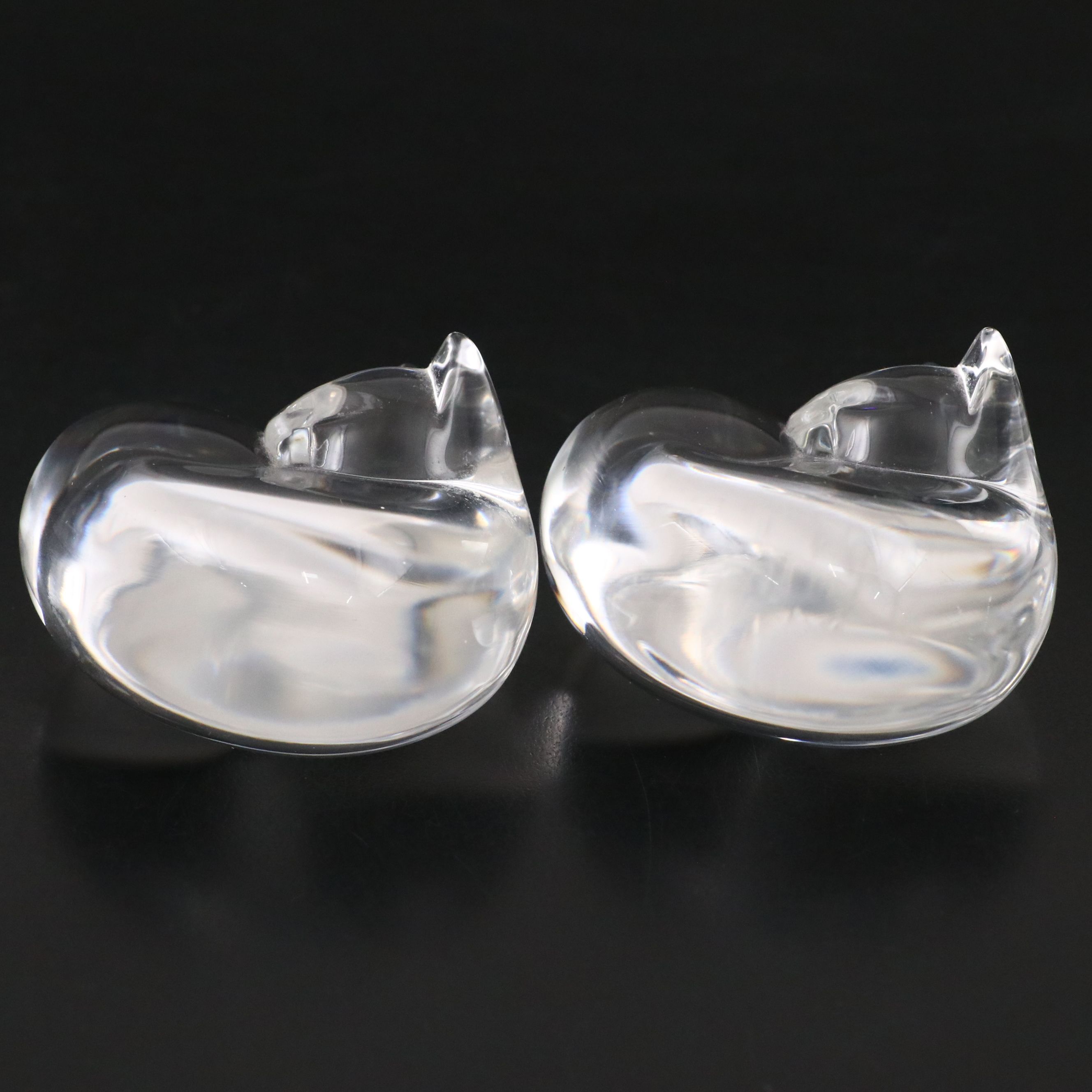 Lloyd Atkins for Steuben Art Glass "Sleeping Cat" Hand Coolers