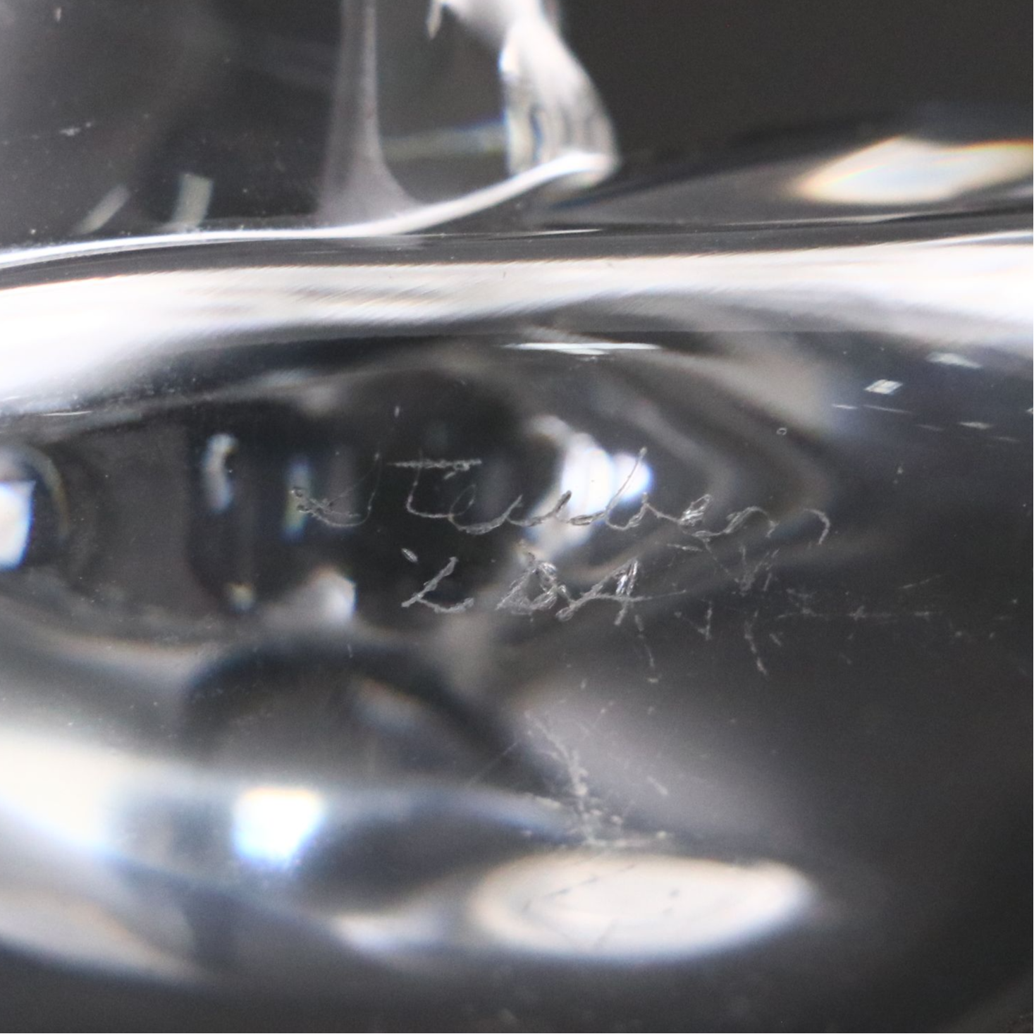 Lloyd Atkins for Steuben Art Glass "Sleeping Cat" Hand Coolers