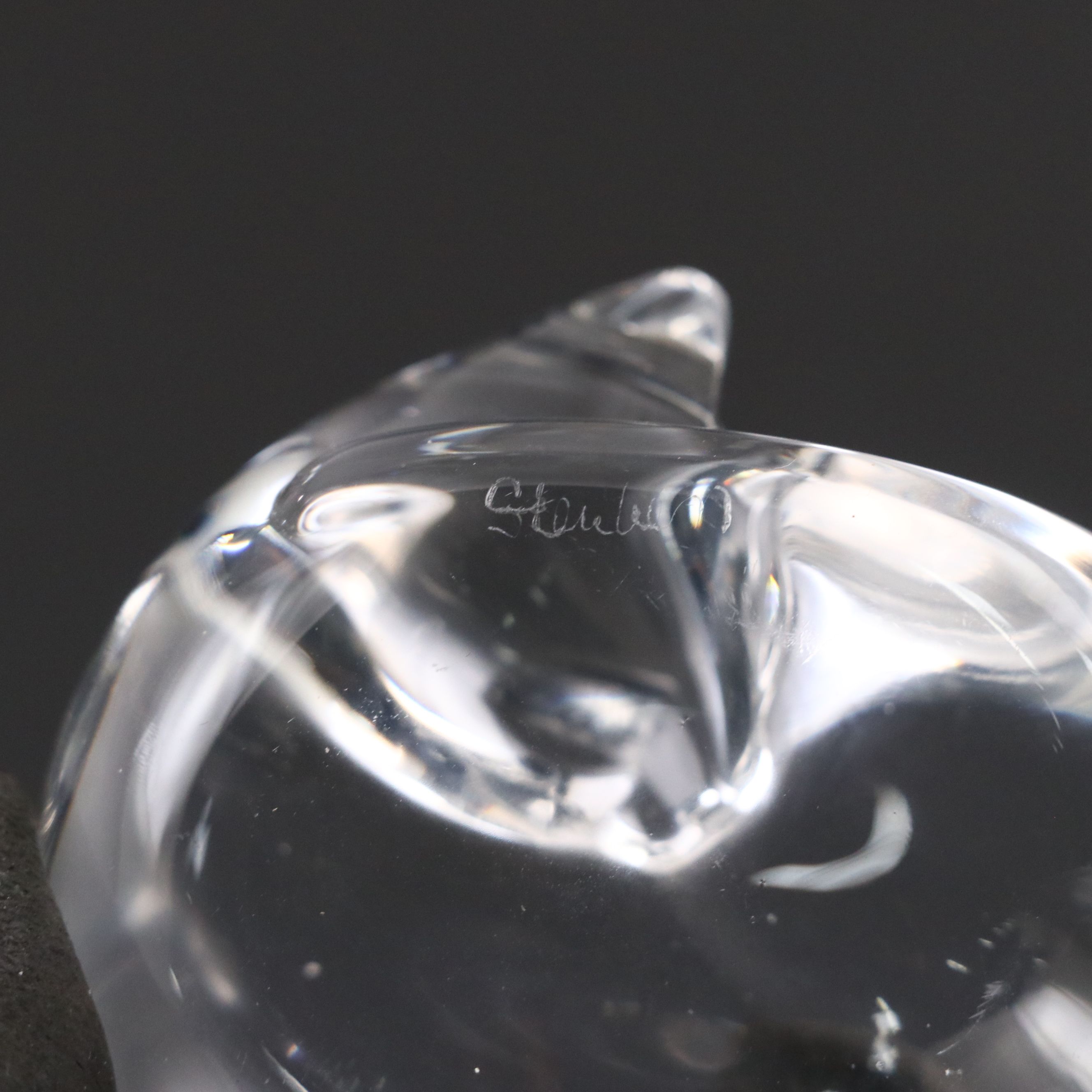 Lloyd Atkins for Steuben Art Glass "Sleeping Cat" Hand Coolers