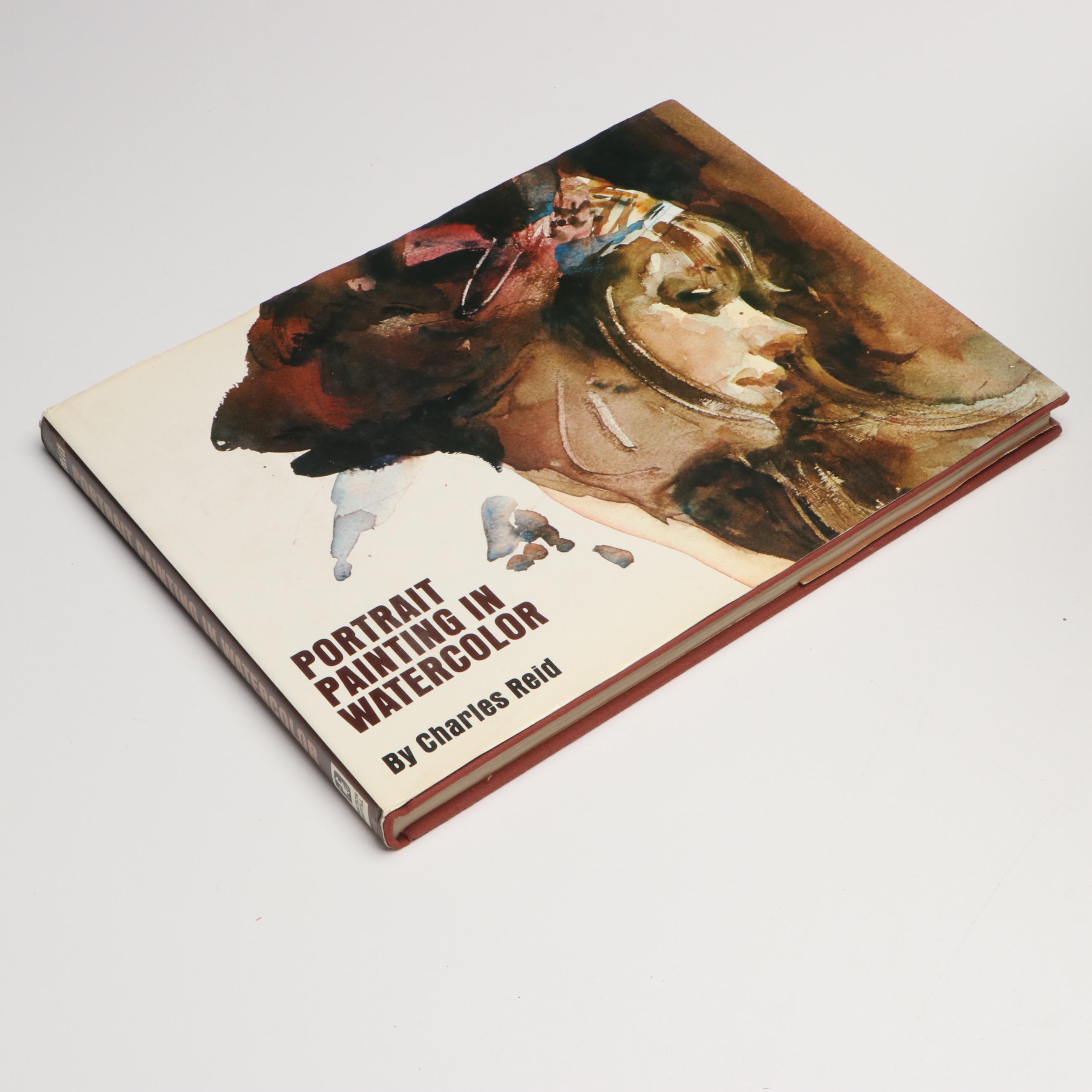 "Portrait Painting in Watercolor" Signed by Charles Reid with Other Art Books