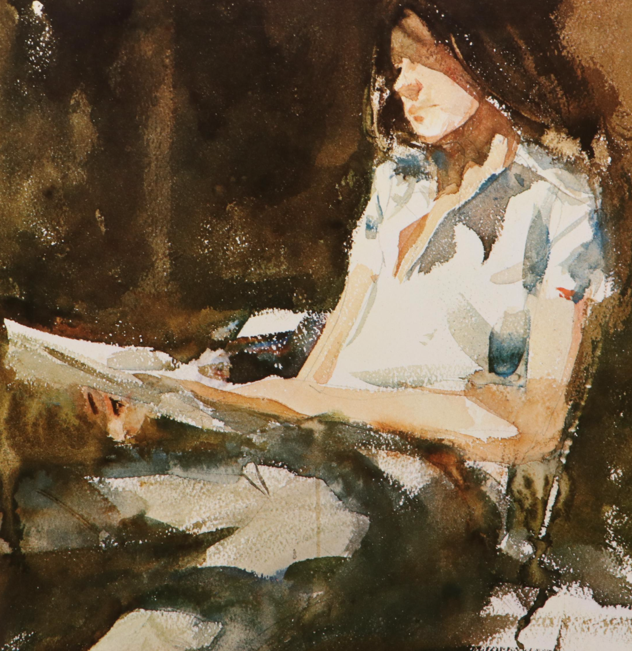 "Portrait Painting in Watercolor" Signed by Charles Reid with Other Art Books