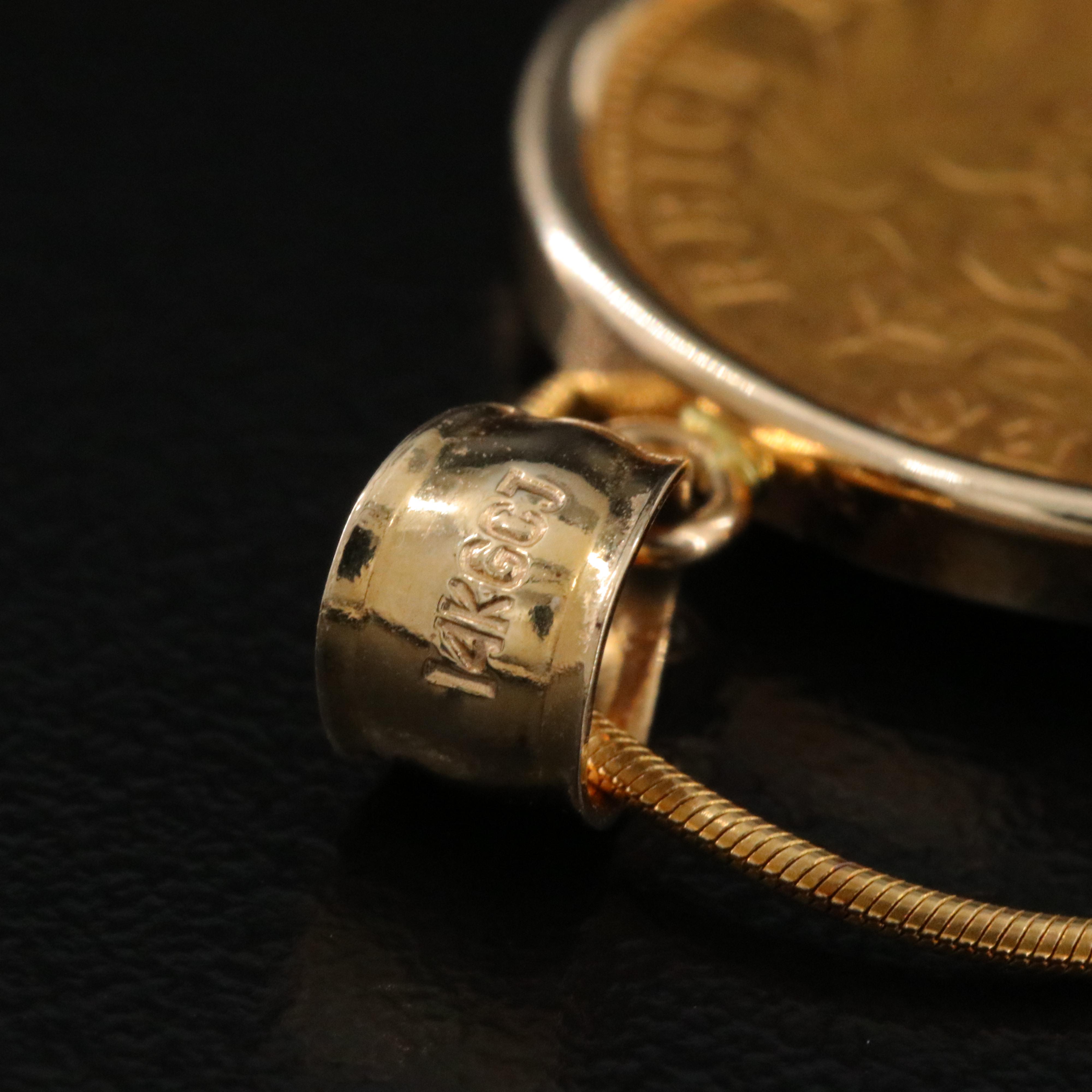 14K Necklace with 1913 Hamburg, Germany 20-Mark Gold Coin