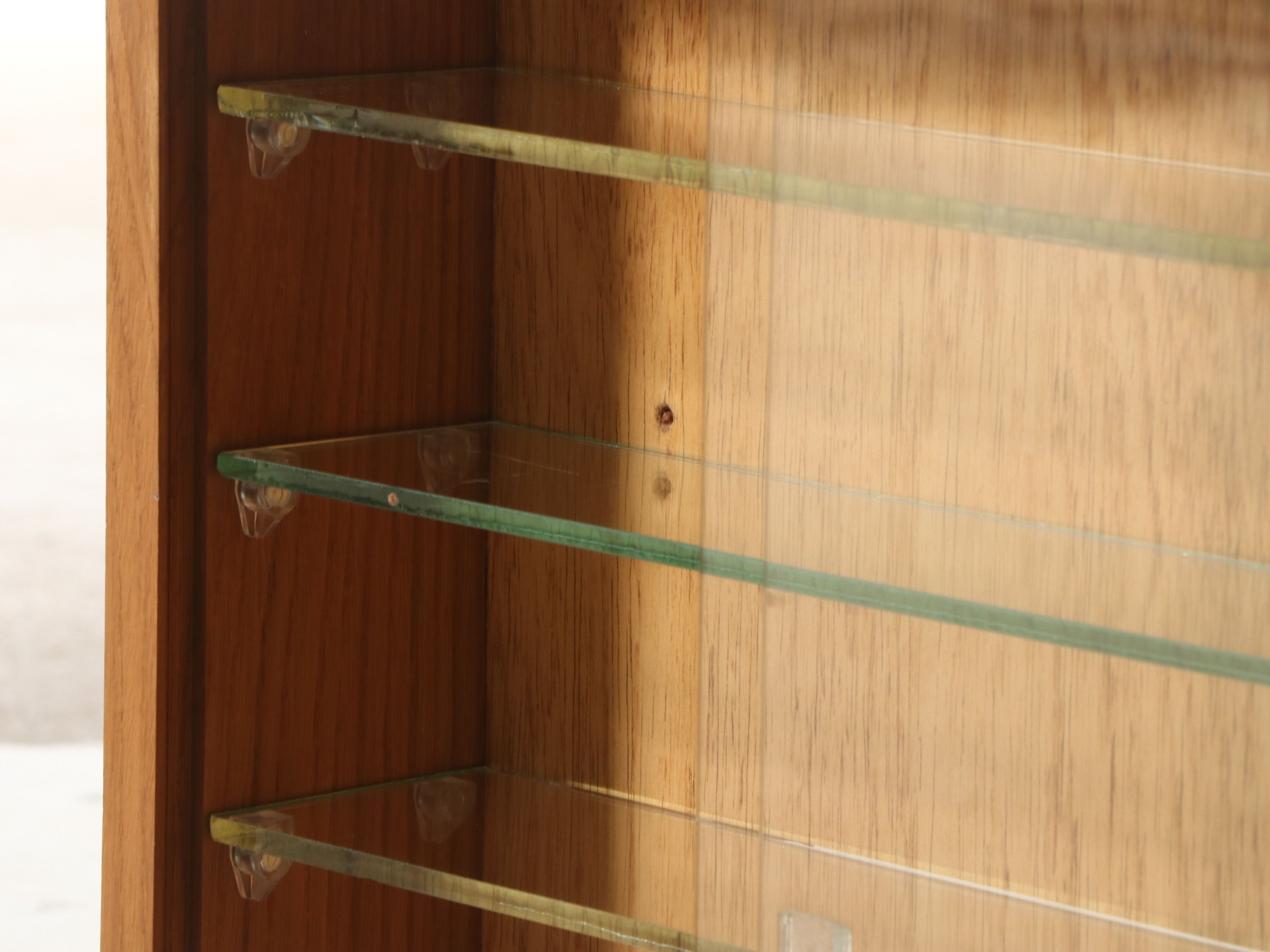 Mid Century Modern Style Wood and Glass Display Cabinets