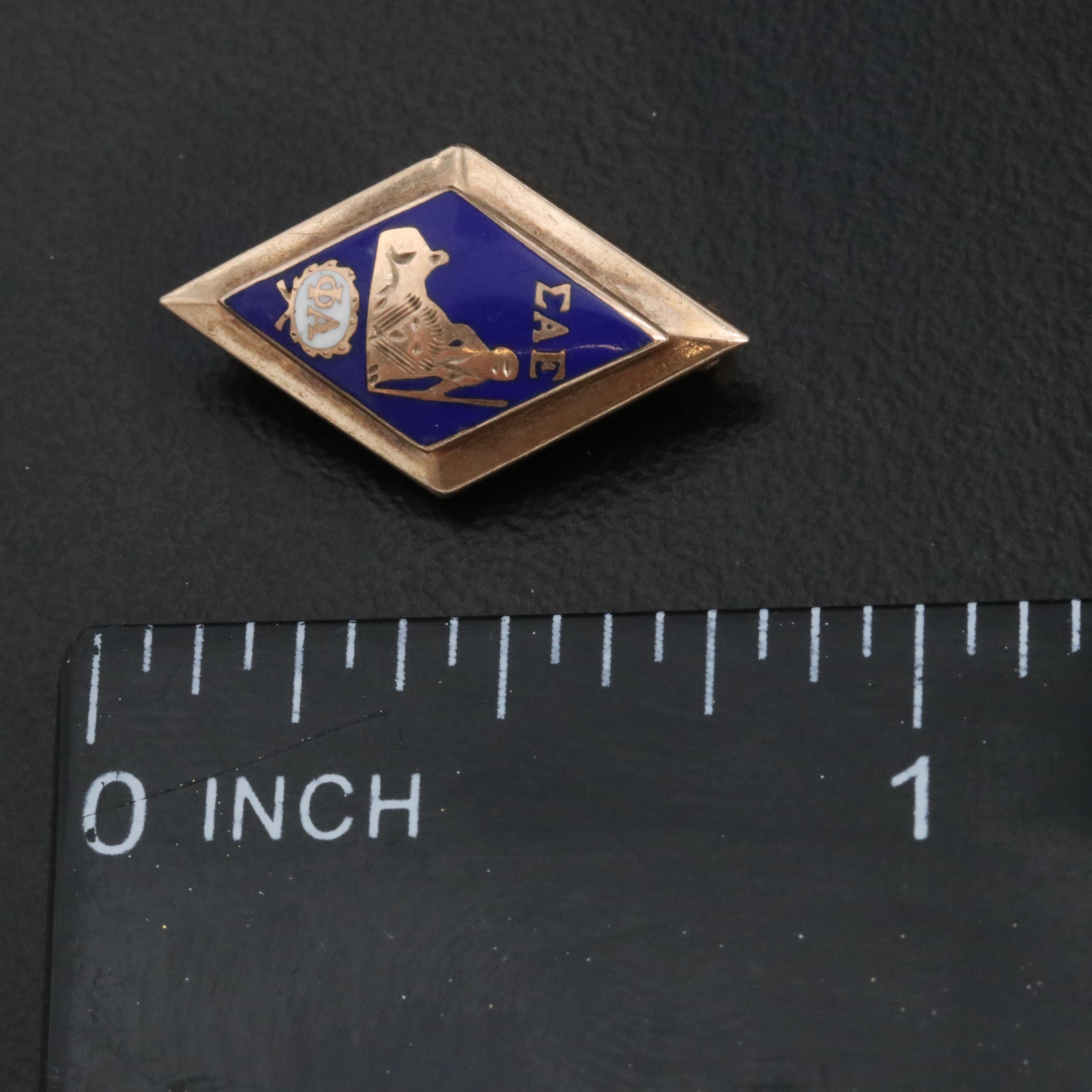 Vintage Fraternal 10K Enamel Sigma Alpha Epsilon Pin