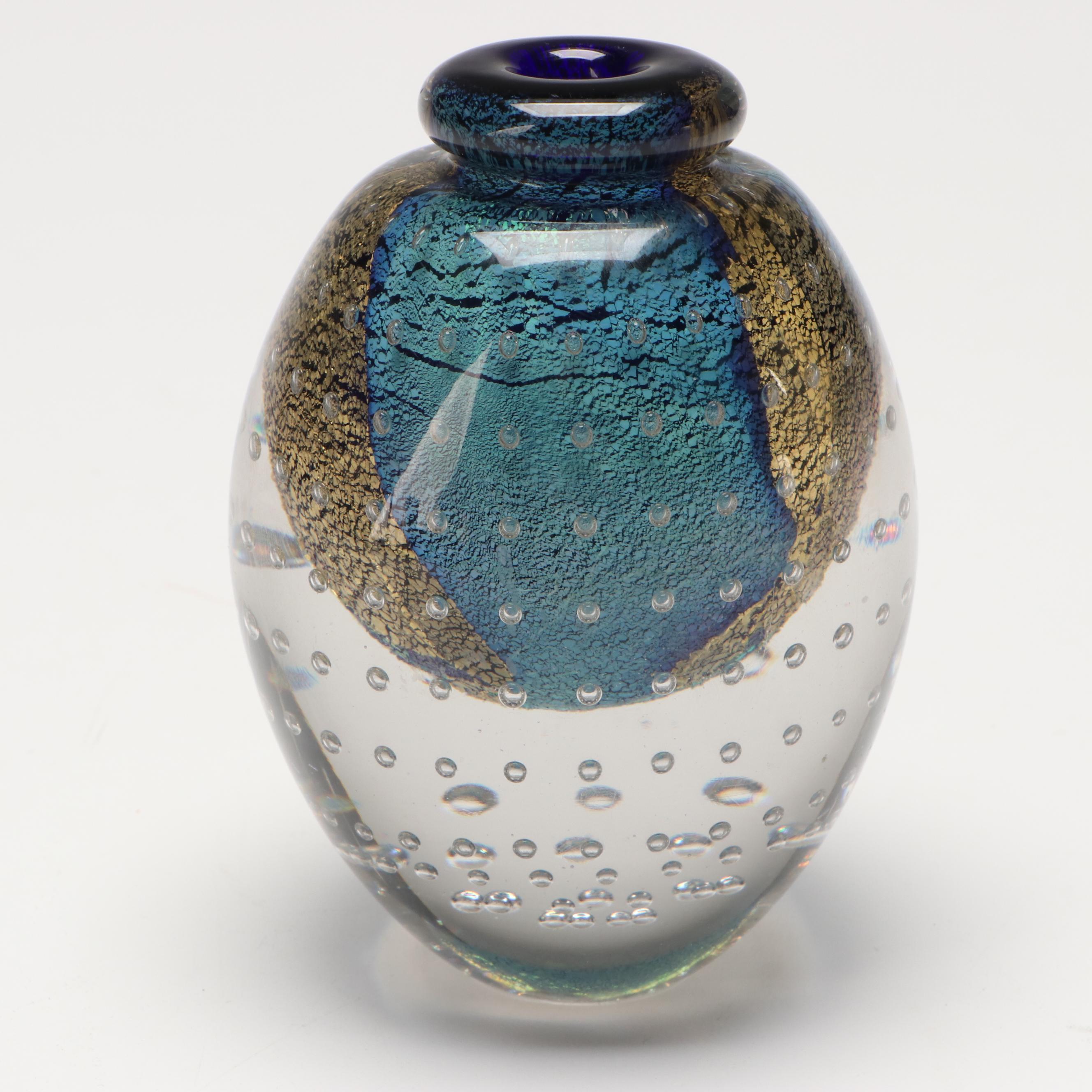 Signed Robert Eickholt Art Glass Perfume Bottle, 1990