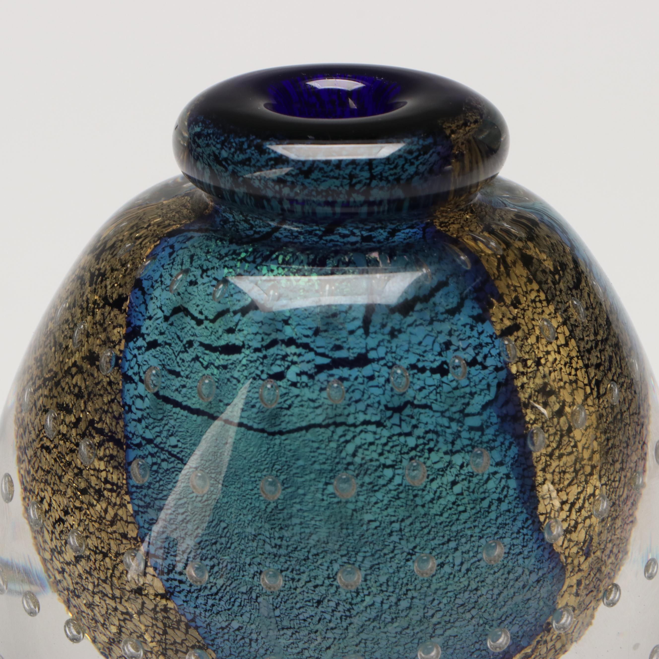 Signed Robert Eickholt Art Glass Perfume Bottle, 1990