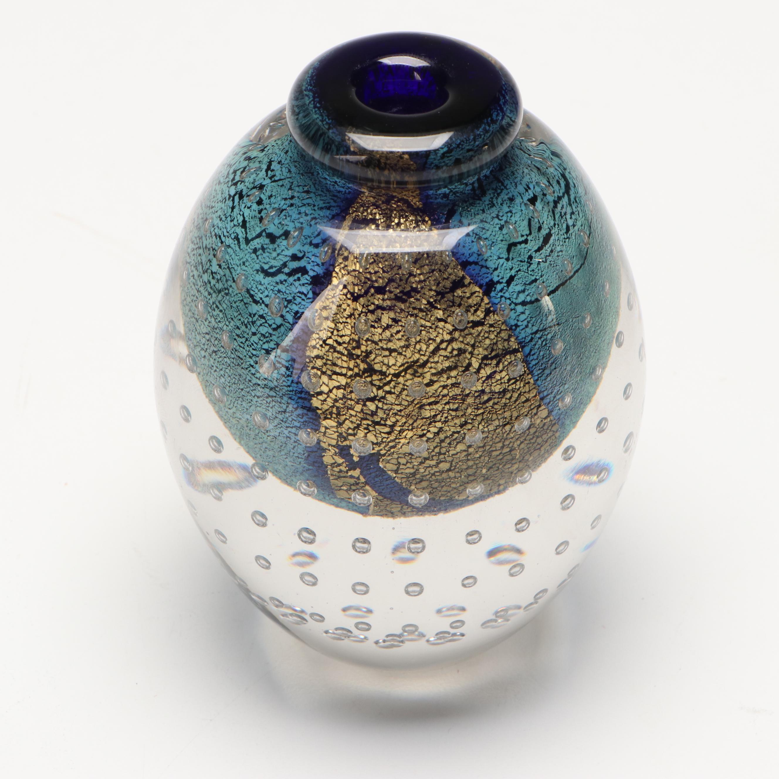 Signed Robert Eickholt Art Glass Perfume Bottle, 1990