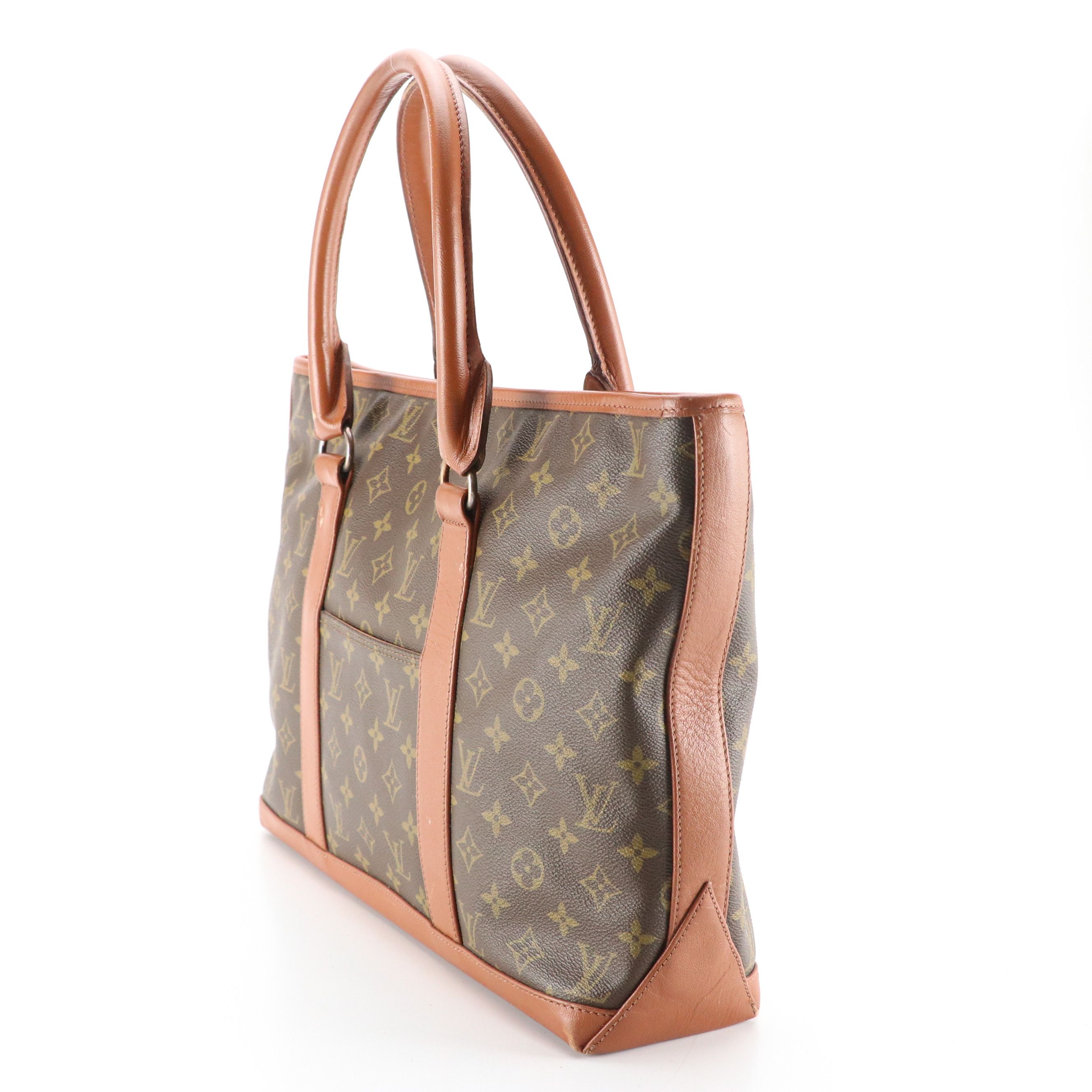 Louis Vuitton Sac Weekend PM Zip Tote in Monogram Canvas and Brown Leather