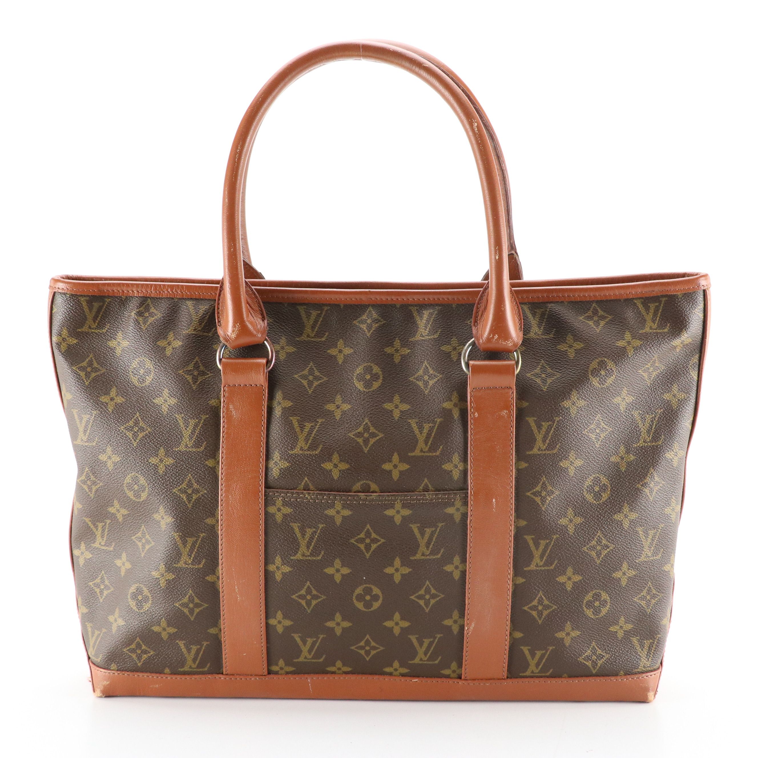 Louis Vuitton Sac Weekend PM Zip Tote in Monogram Canvas and Brown Leather