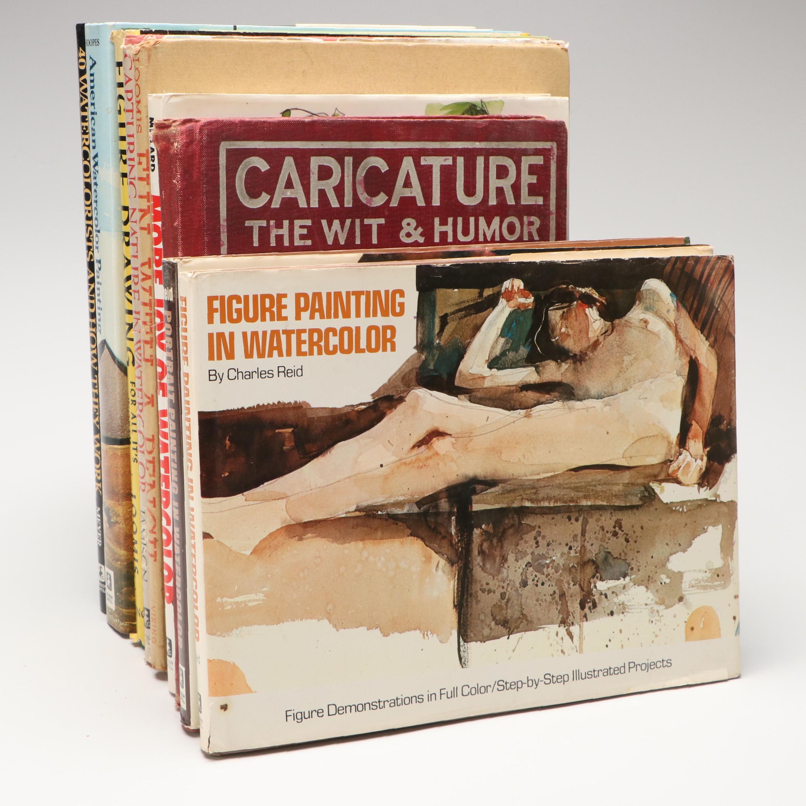 "Portrait Painting in Watercolor" Signed by Charles Reid with Other Art Books