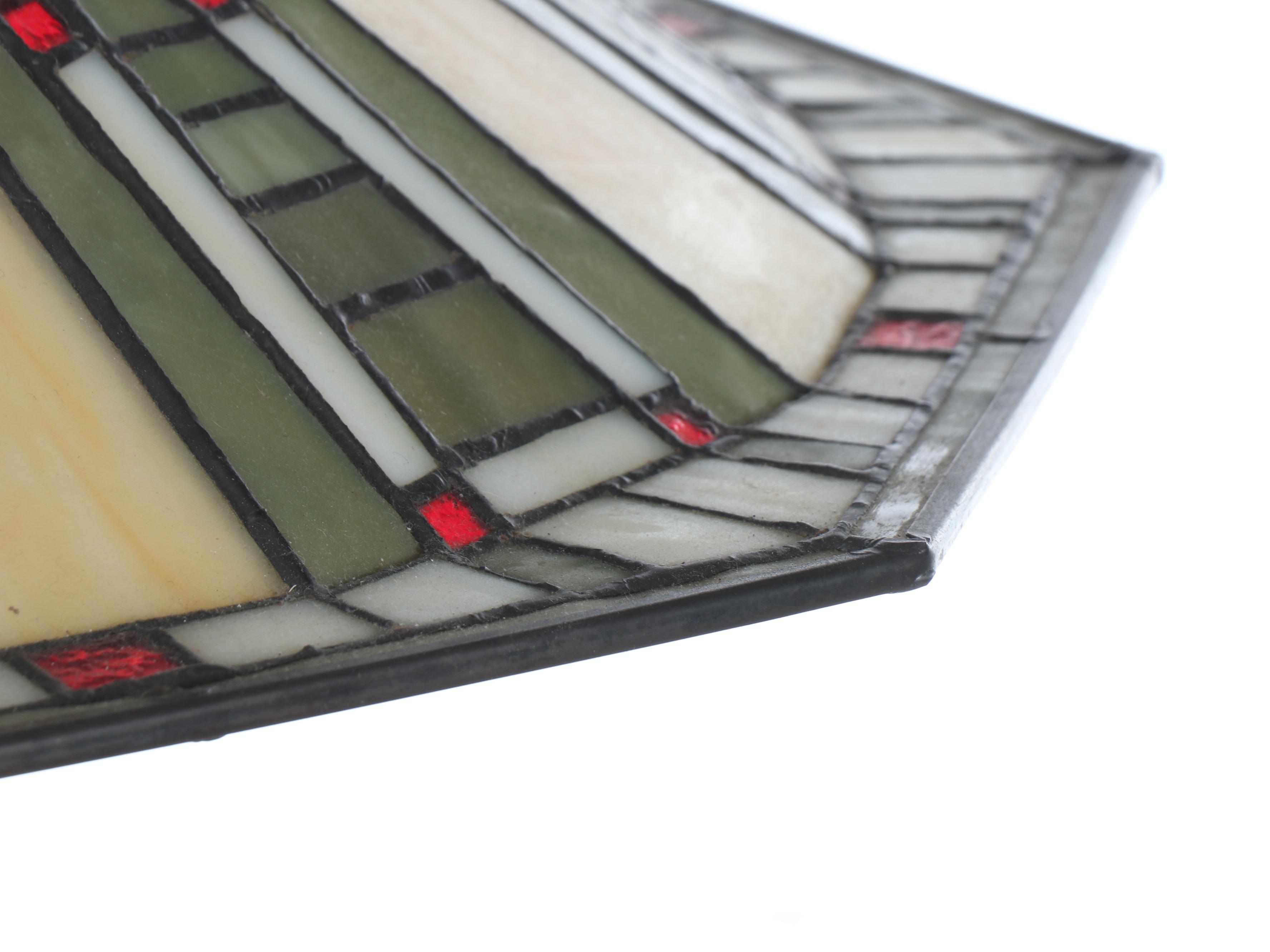 Mission Style Slag Glass Table Lamp