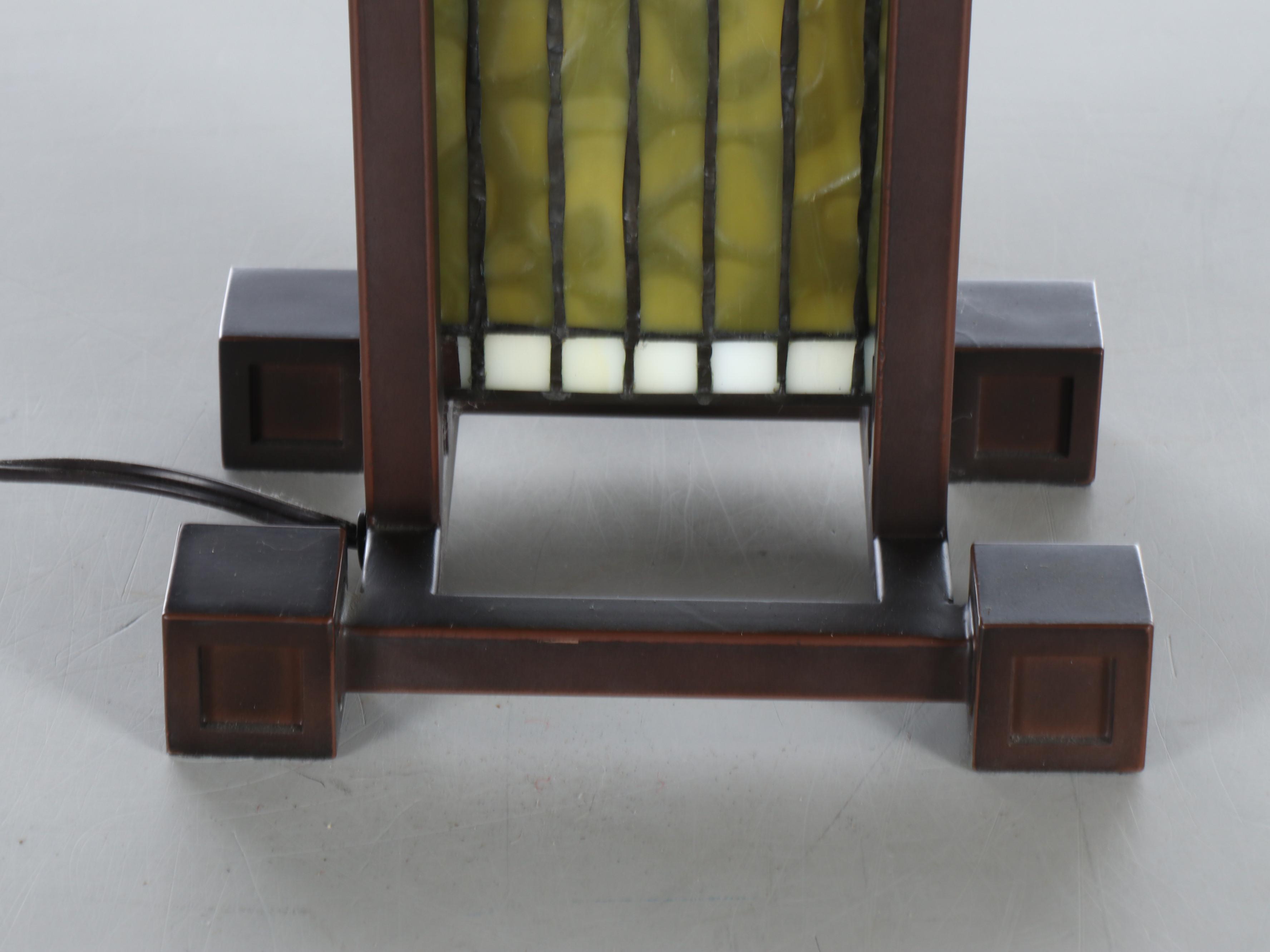 Mission Style Slag Glass Table Lamp