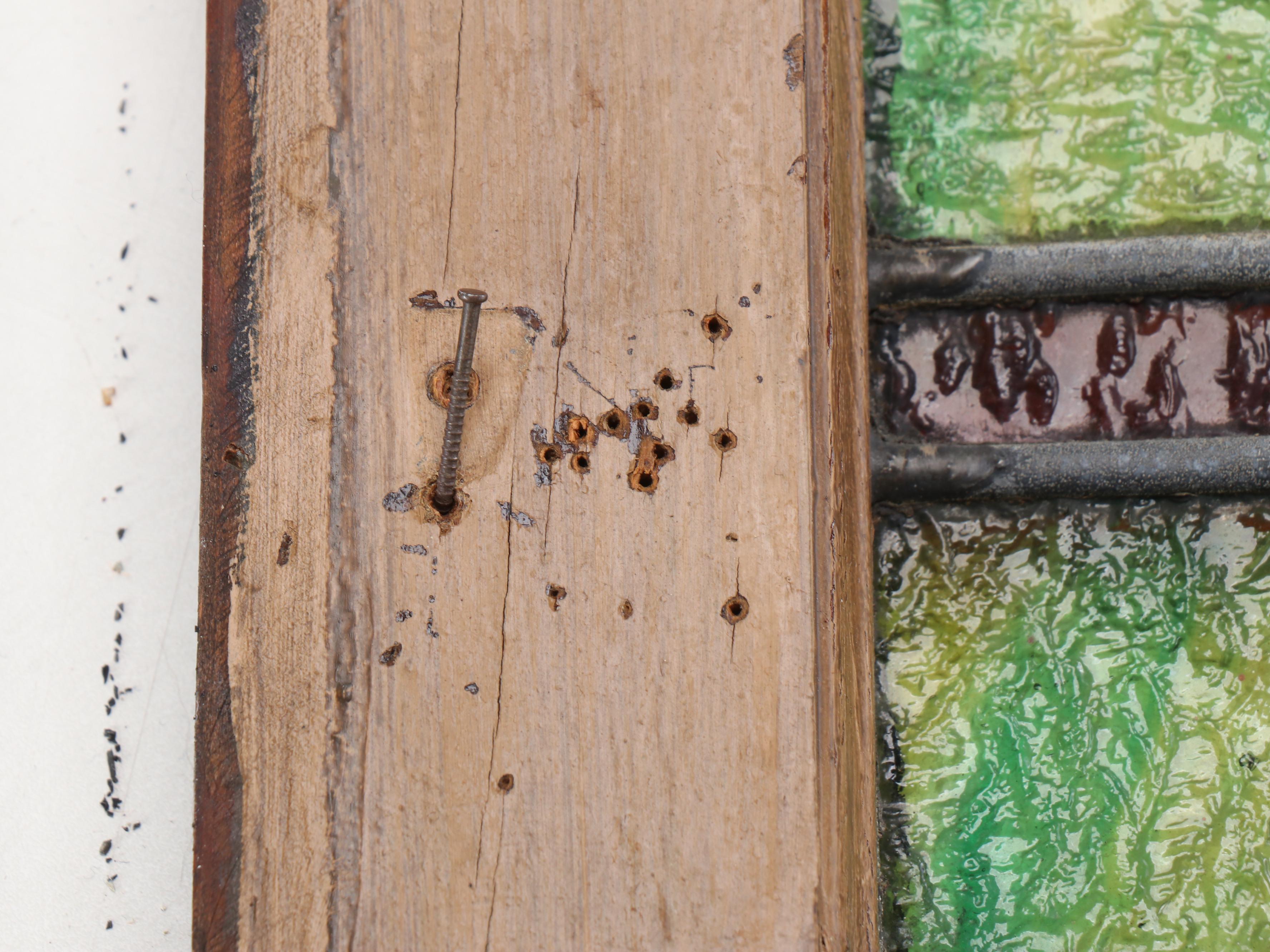 Arts and Crafts Style Pair of Stained Glass Window Panels