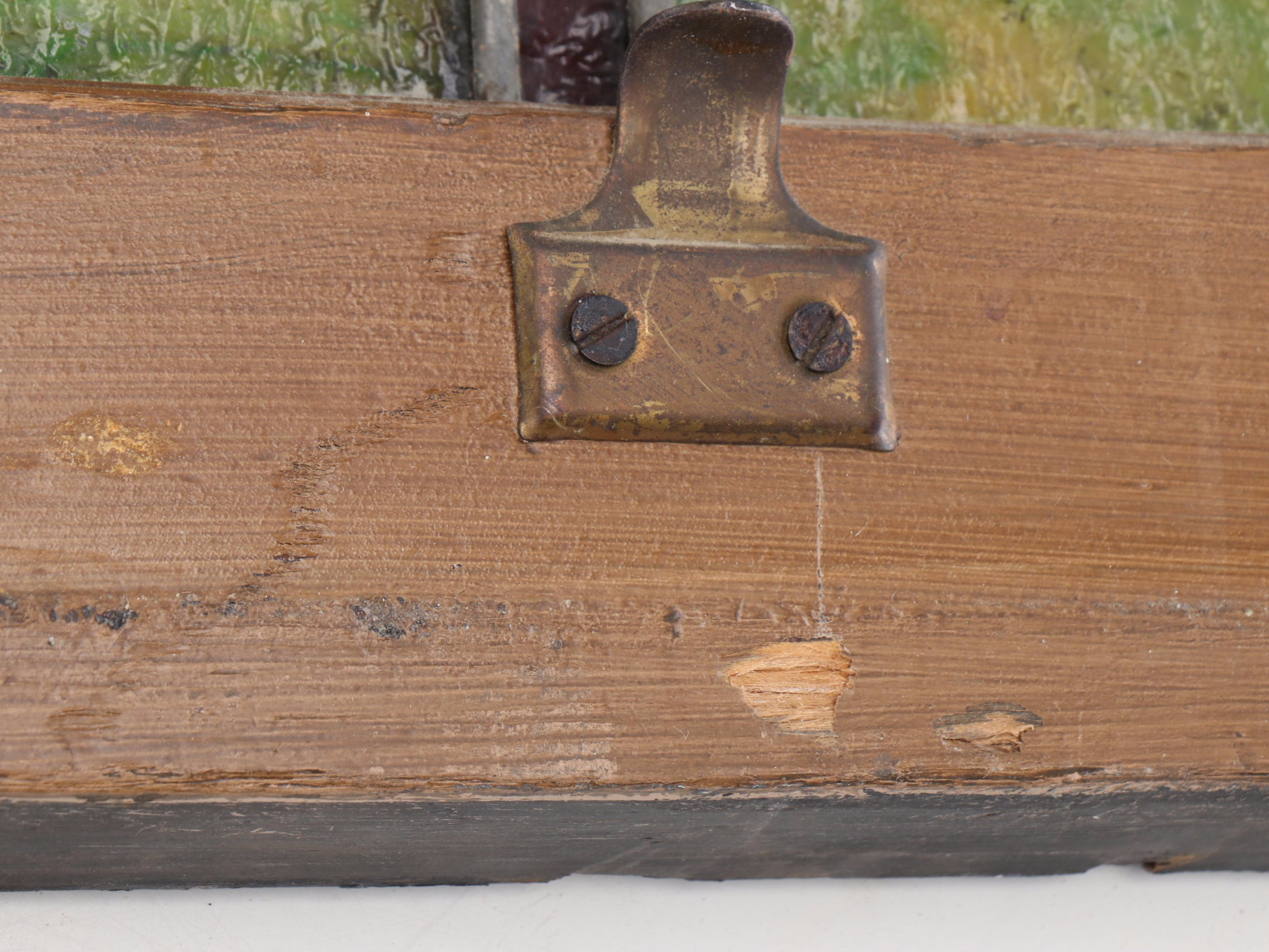 Arts and Crafts Style Pair of Stained Glass Window Panels