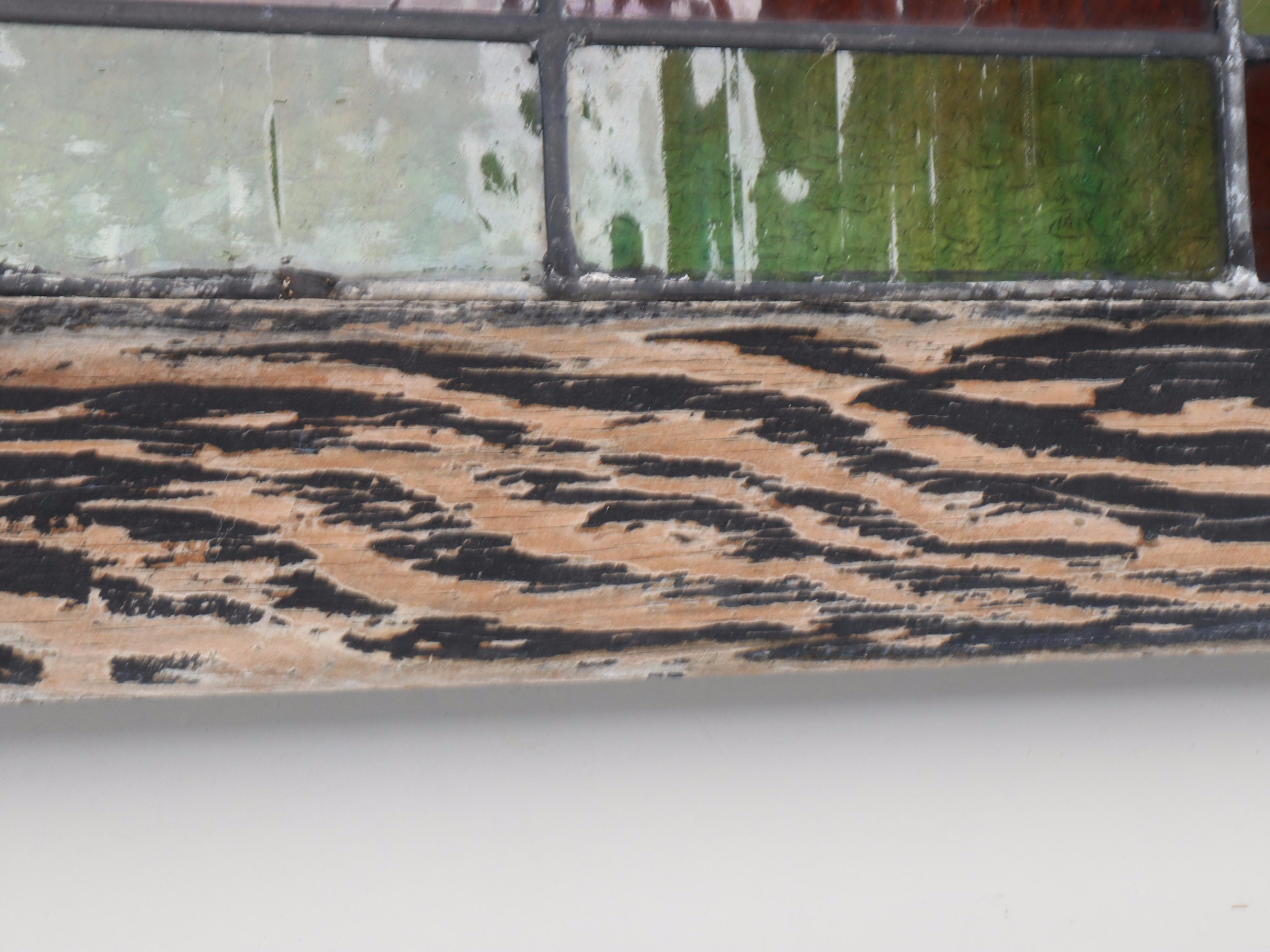 Arts and Crafts Style Pair of Stained Glass Window Panels