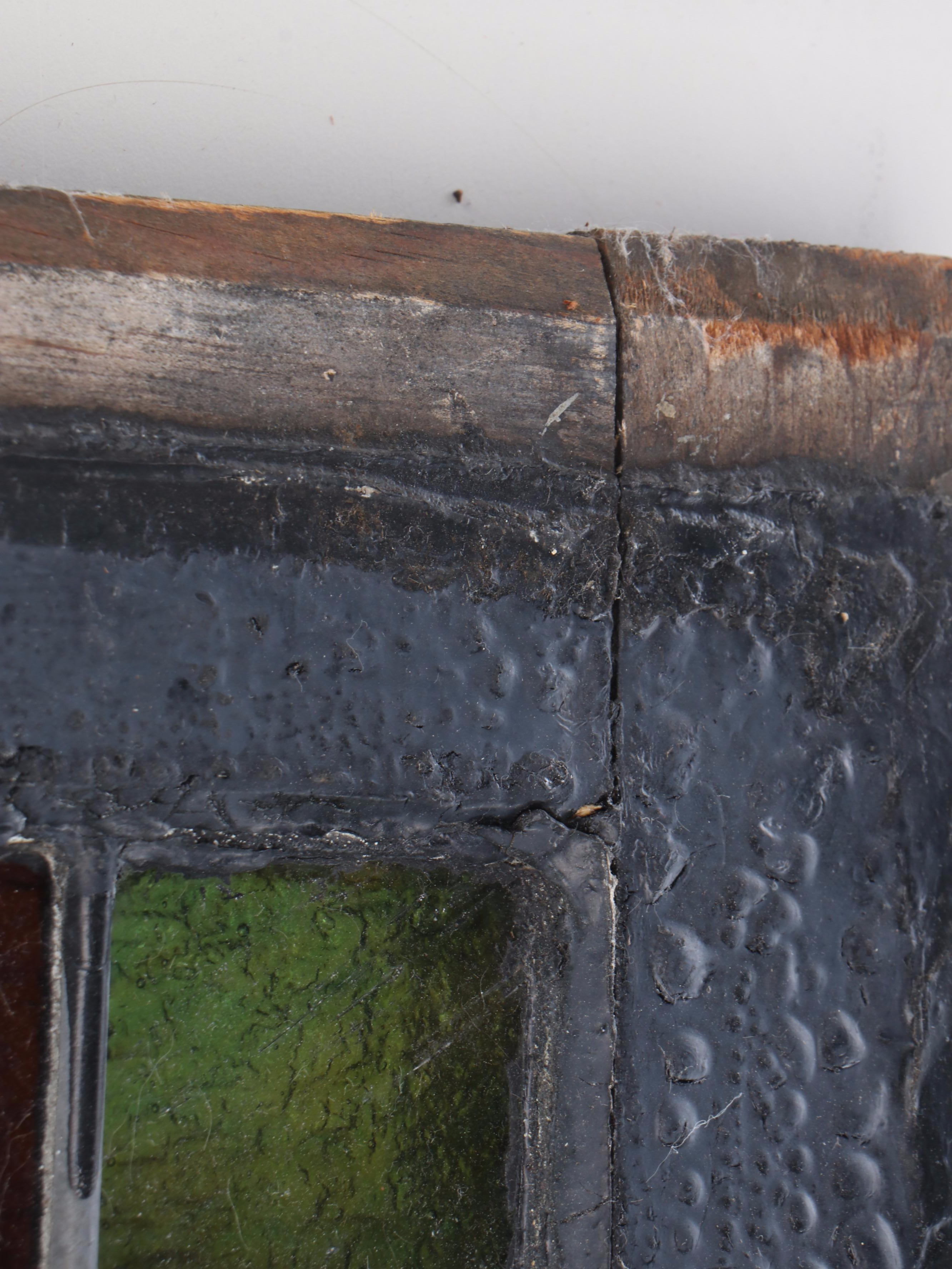 Arts and Crafts Style Pair of Stained Glass Window Panels