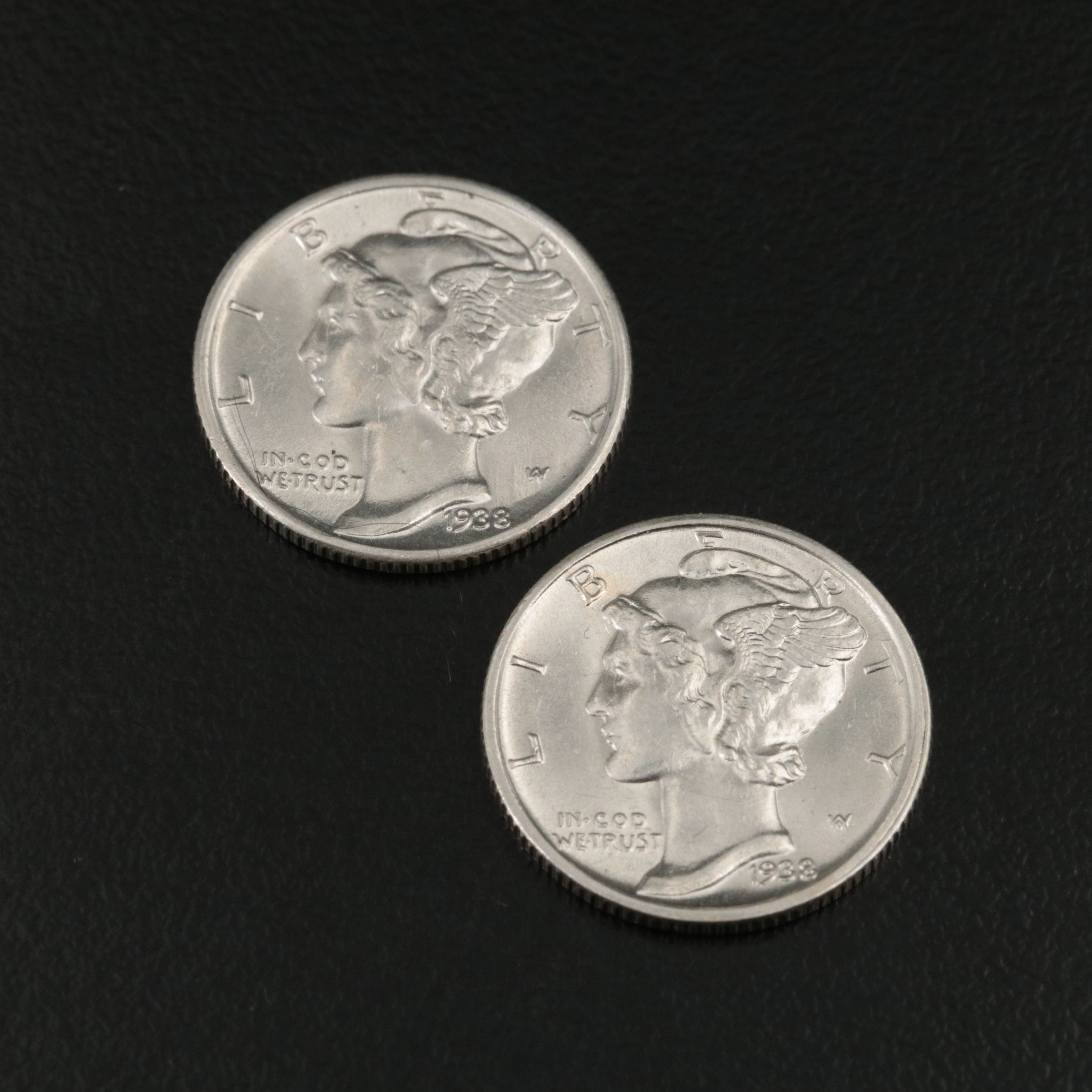 1938 and 1938-D Uncirculated Mercury Dimes