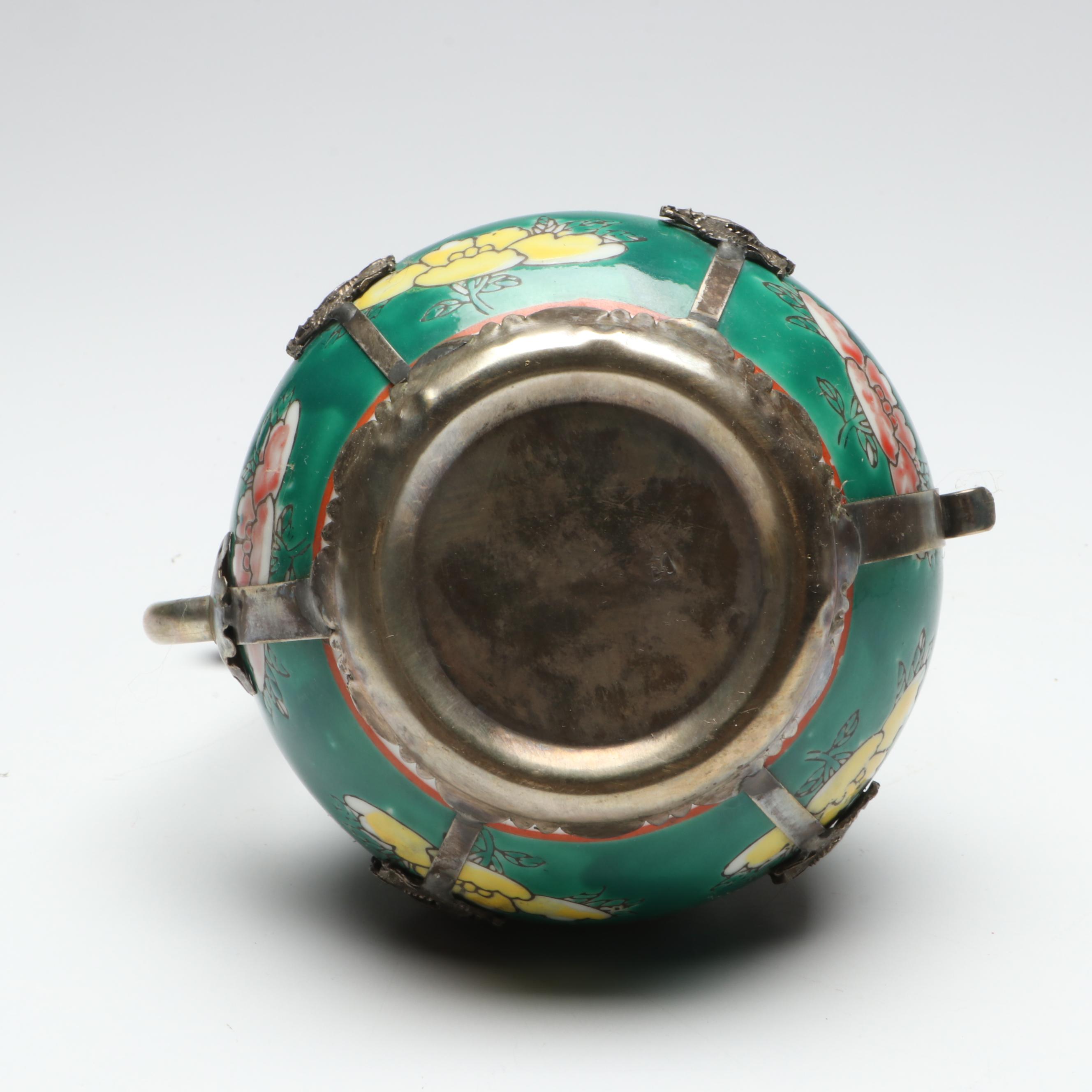 Chinese Porcelain and Tibetan Silver Dragon Teapots and Censer