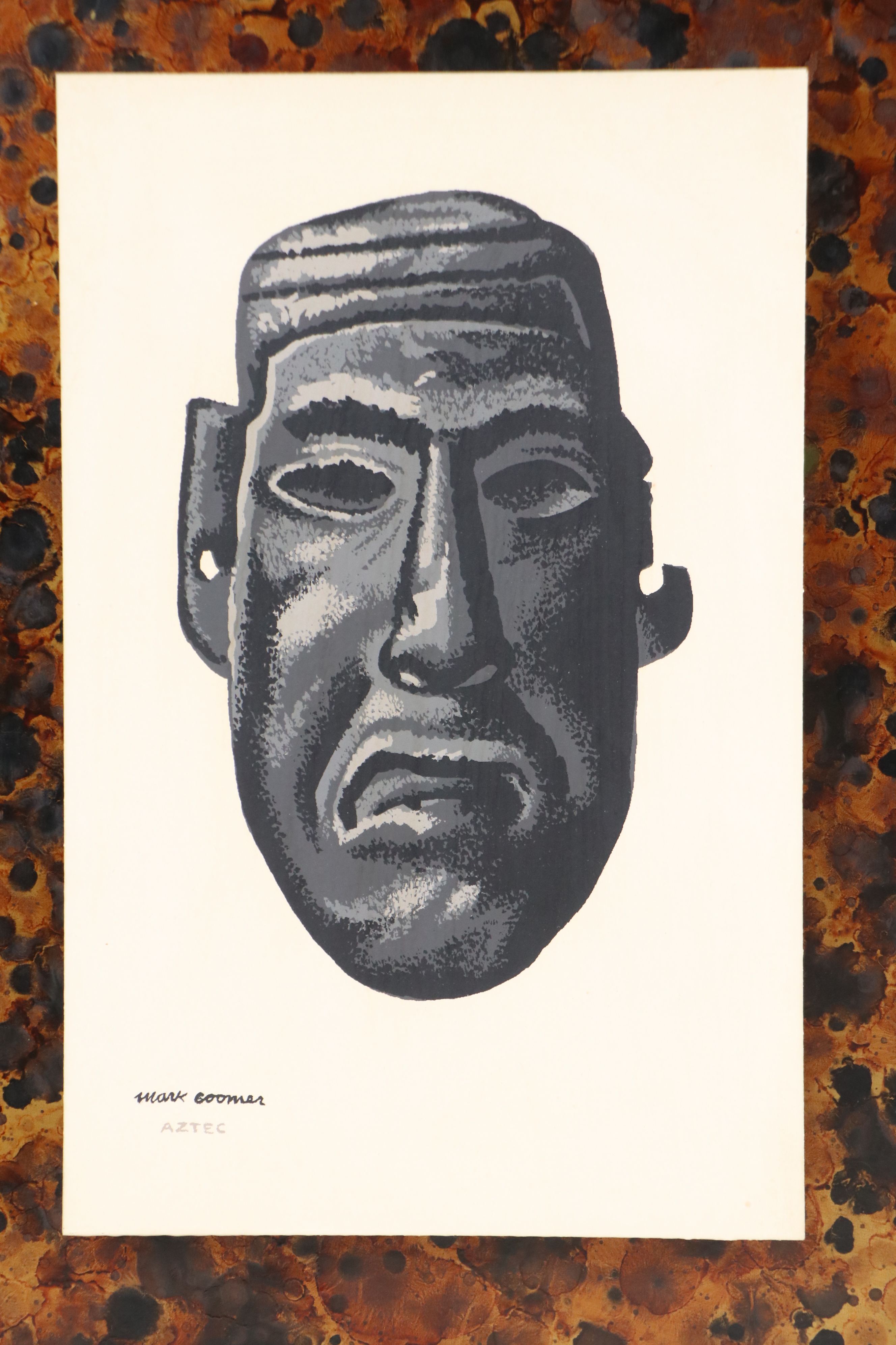 Mark Coomer Serigraphs of Mayan and Aztec Face Masks
