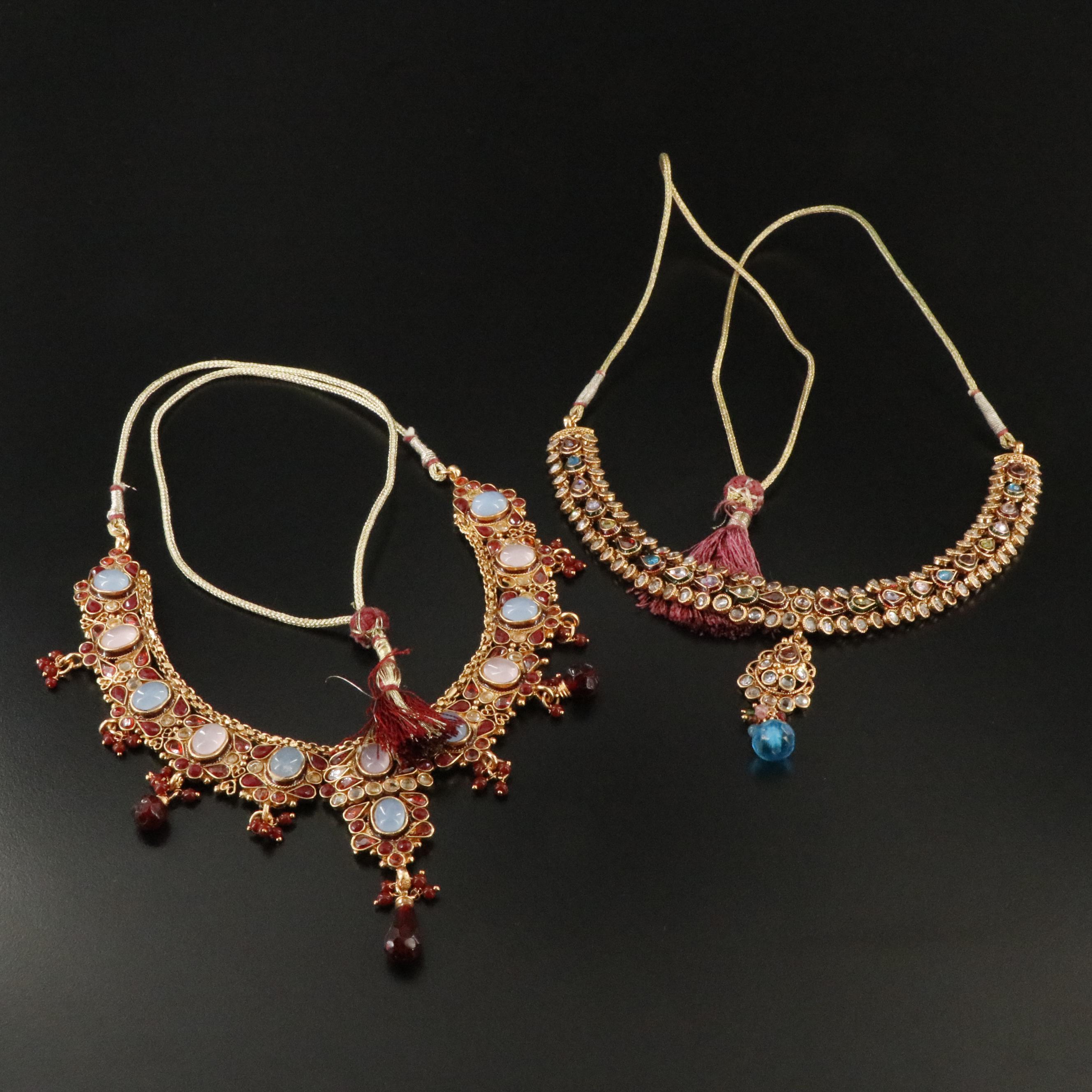 Indian Garnet, Glass and Enamel Necklaces