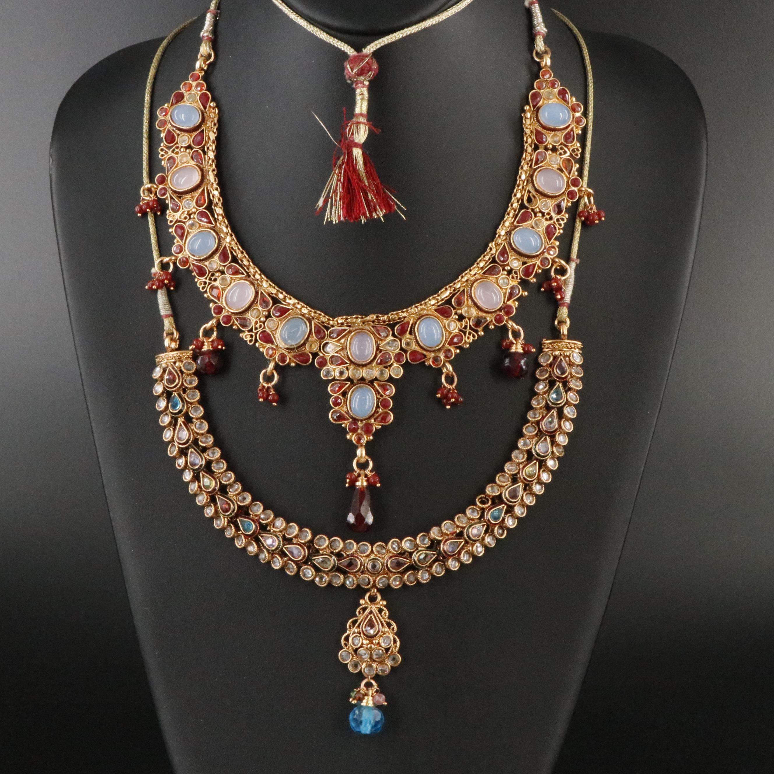 Indian Garnet, Glass and Enamel Necklaces