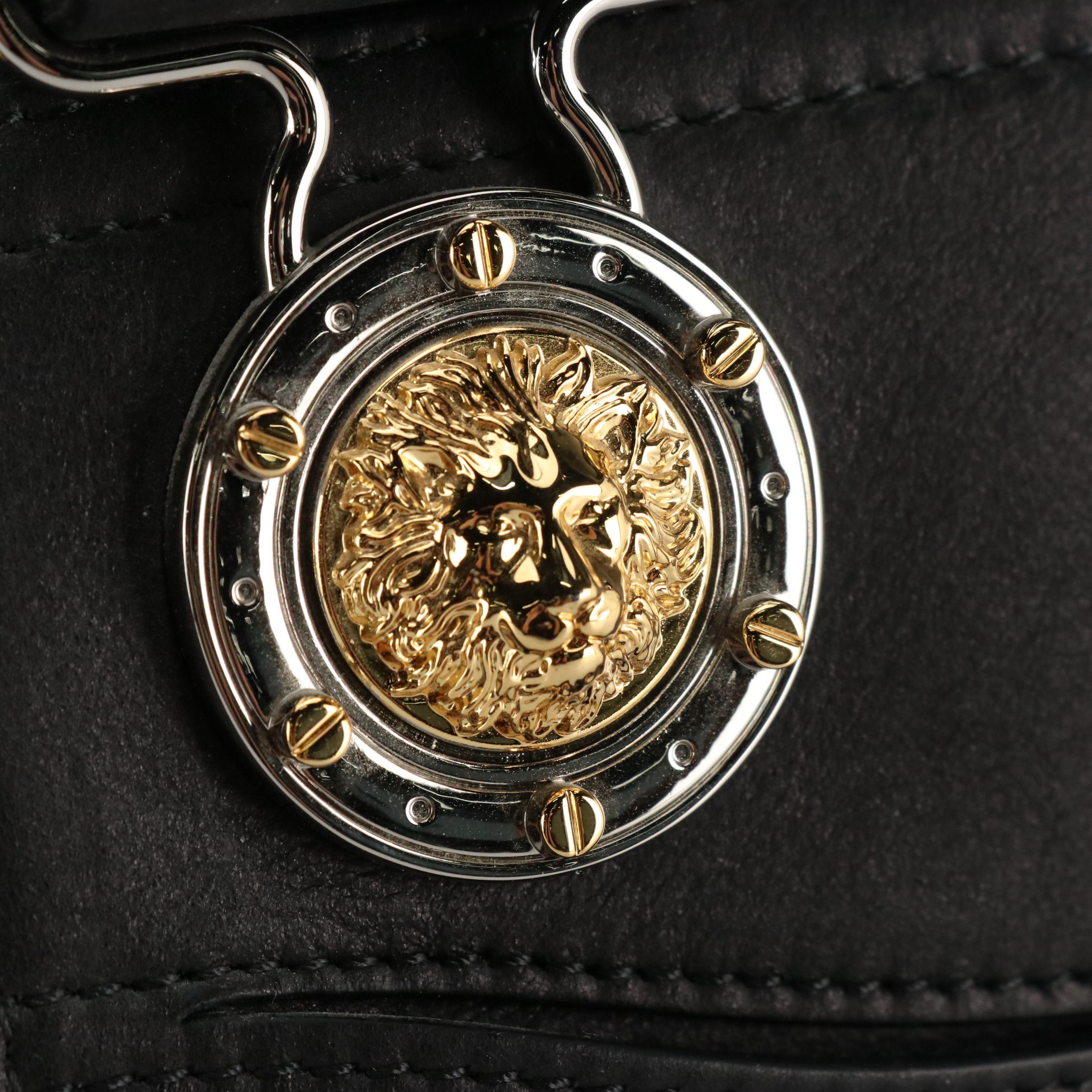 Versace Versus Zippered Satchel in Black Leather