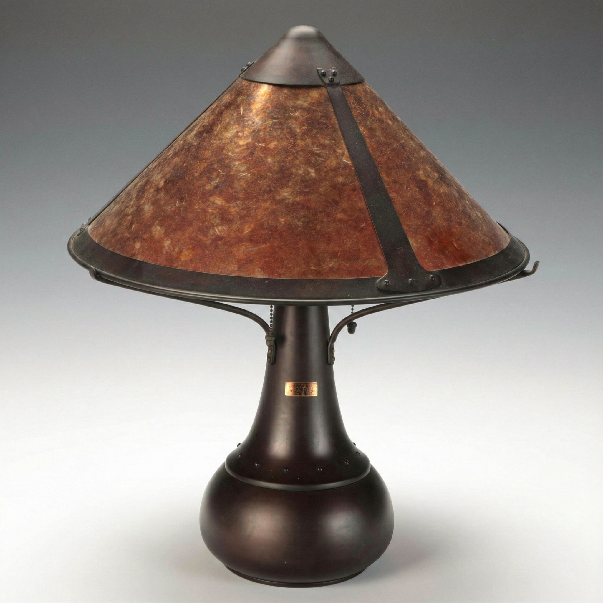 Arts and Crafts Style Mica and Copper Table Lamp, Late 20th Century