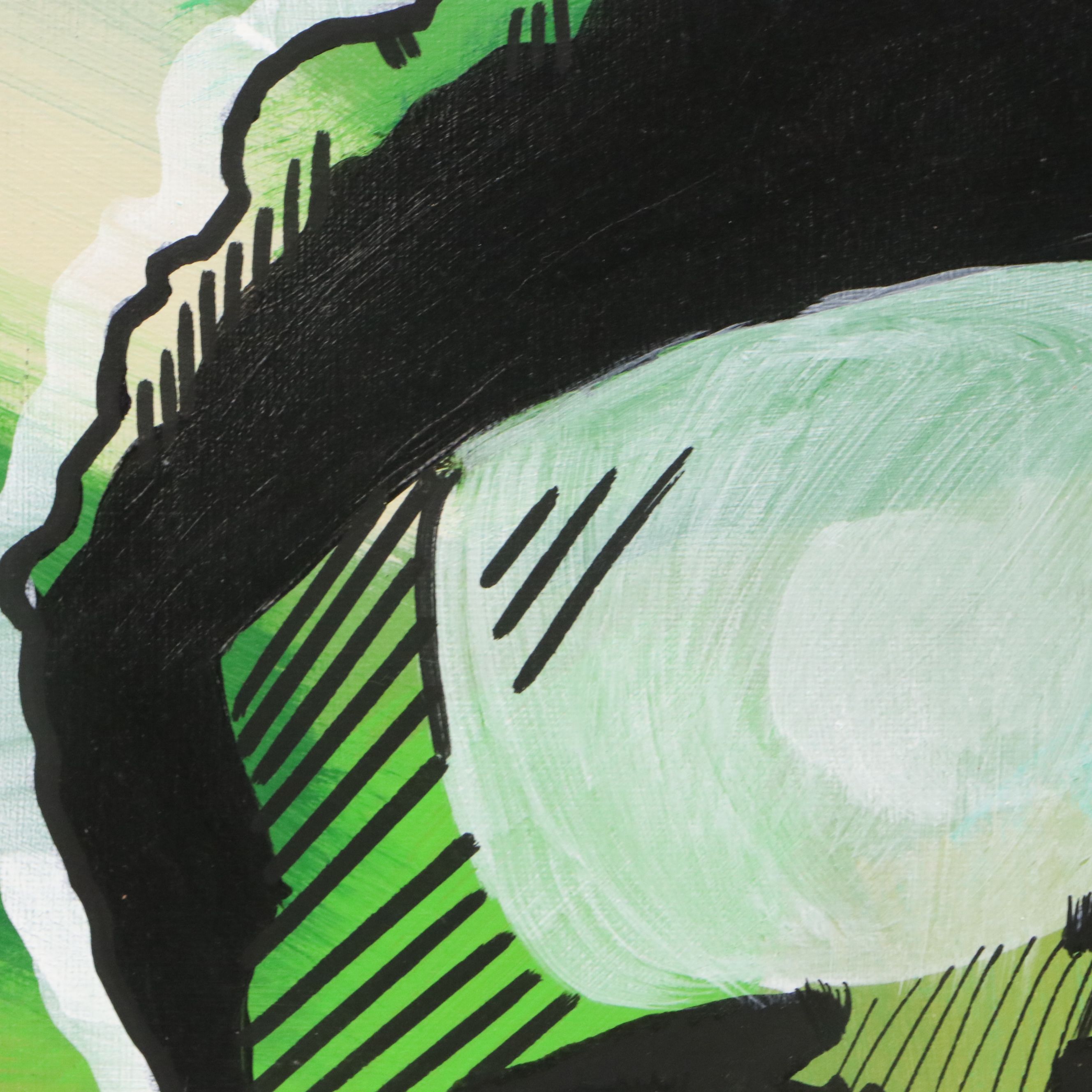 Dondon Portrait Abstract Acrylic Painting of Jayson Tatum, 21st Century