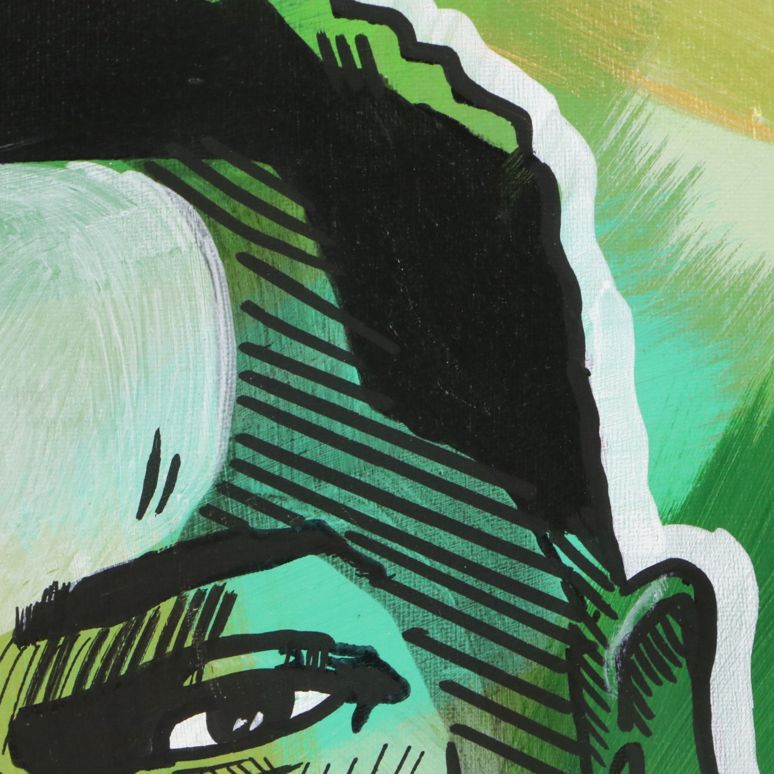 Dondon Portrait Abstract Acrylic Painting of Jayson Tatum, 21st Century