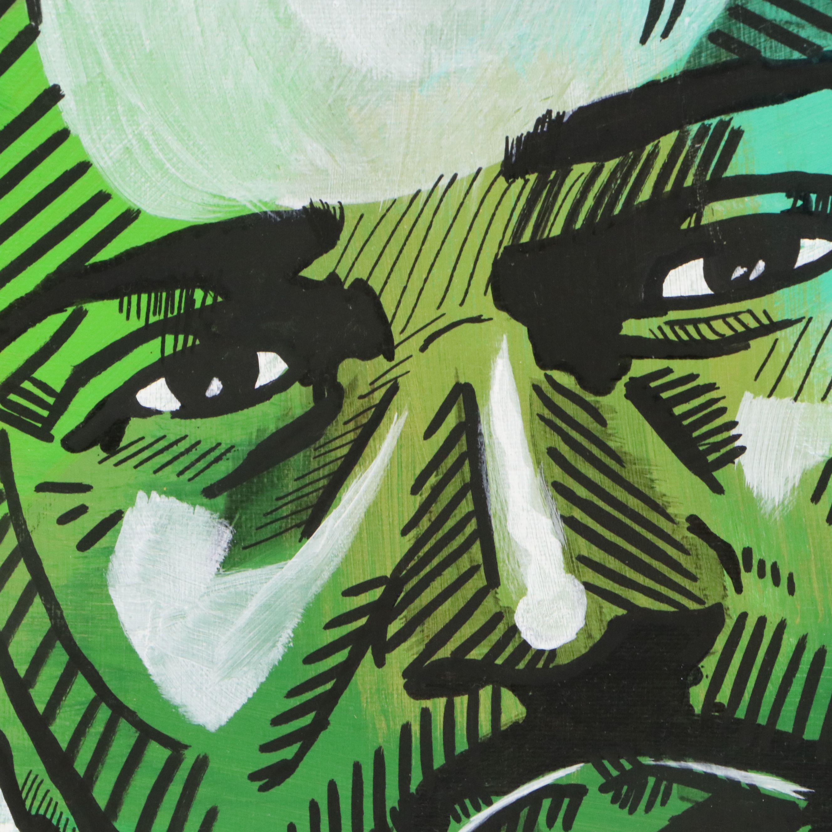 Dondon Portrait Abstract Acrylic Painting of Jayson Tatum, 21st Century