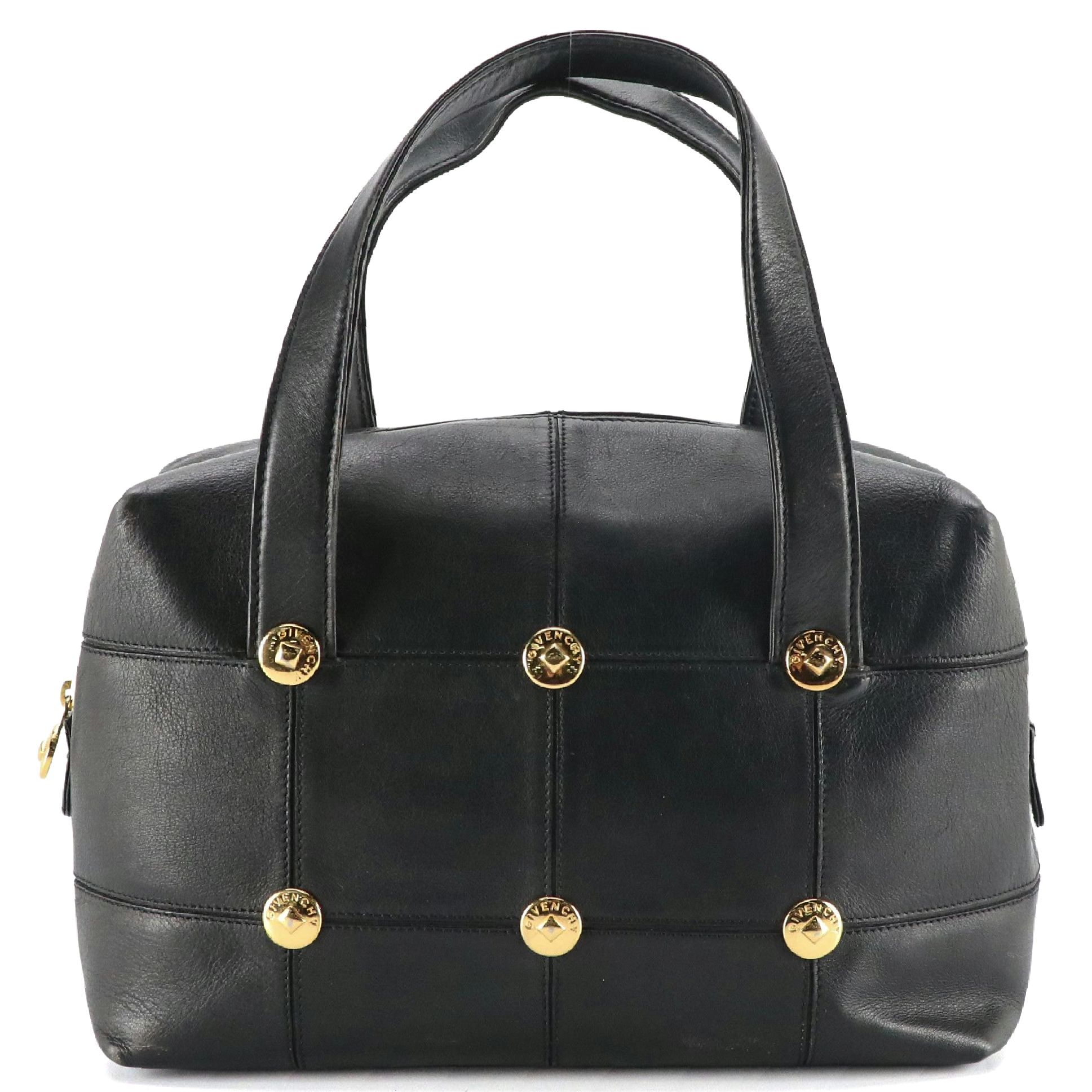 Givenchy Gold Studded Handbag in Black Leather