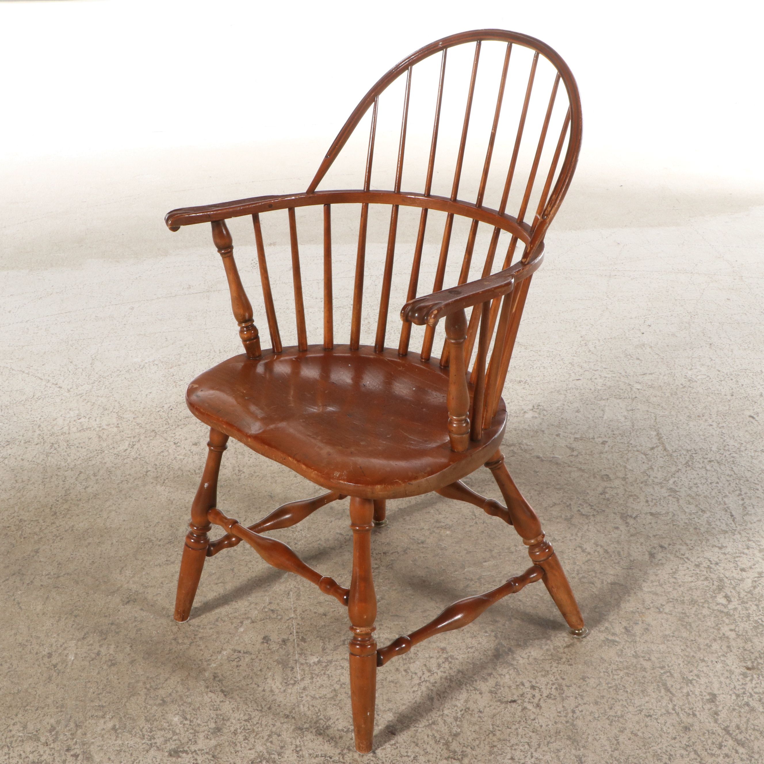 Windsor Style Wooden Spindle-Back Armchair, Mid to Late 20th Century