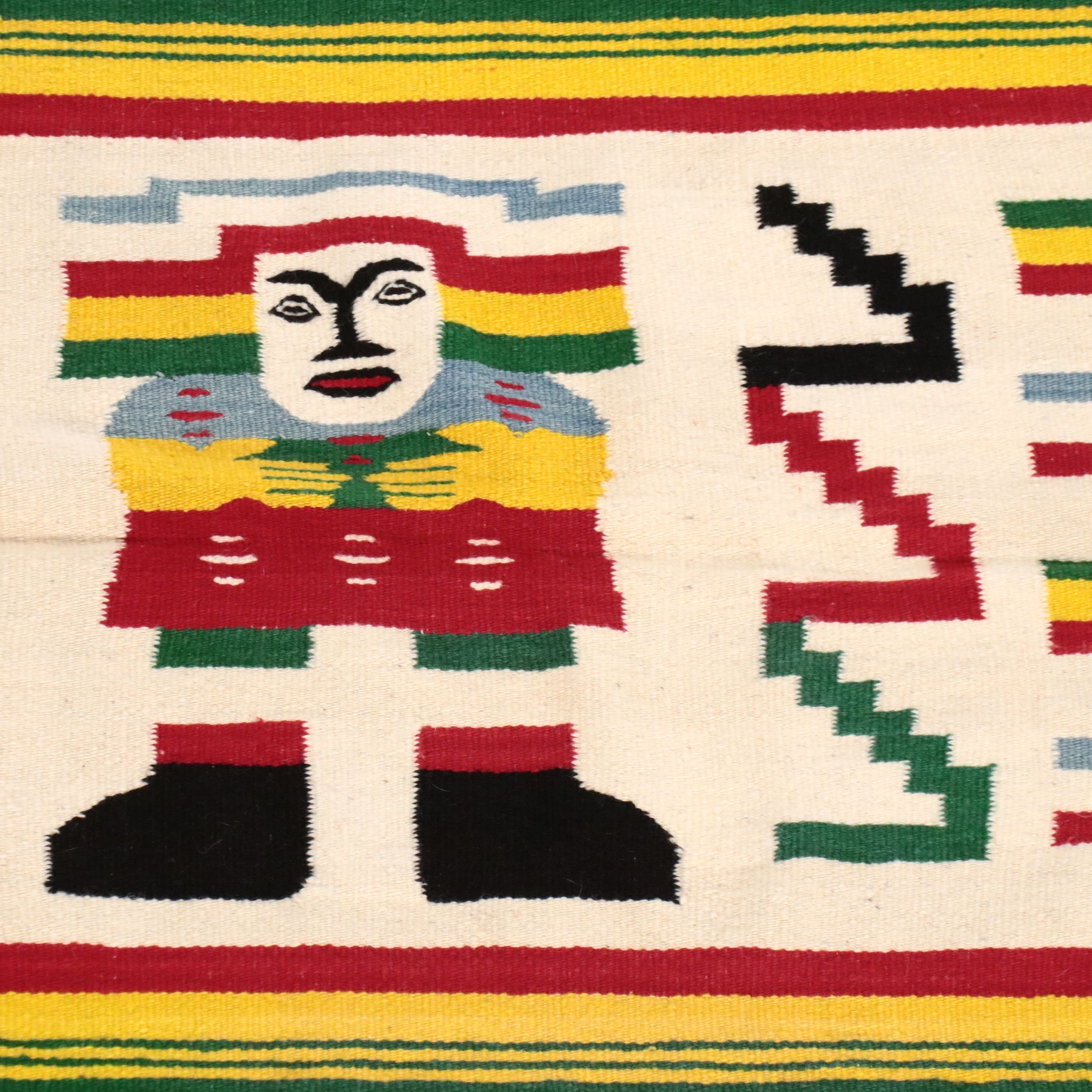 4'1 x 6'3 Handwoven Mexican Oaxacan Figural Area Rug