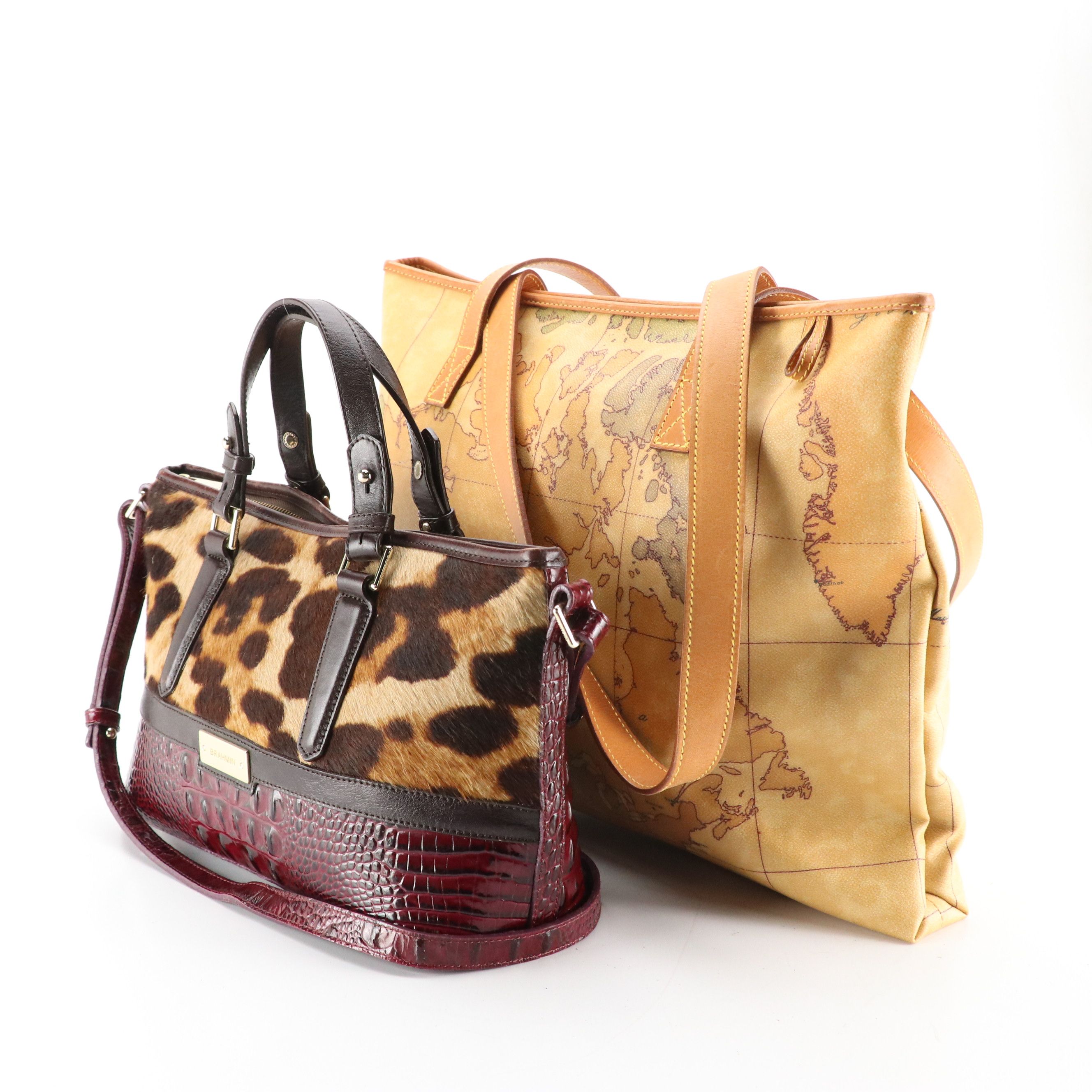 Brahmin Printed Pony Hair & Crocodile Leather 2Way Satchel, Alviero Martini Tote