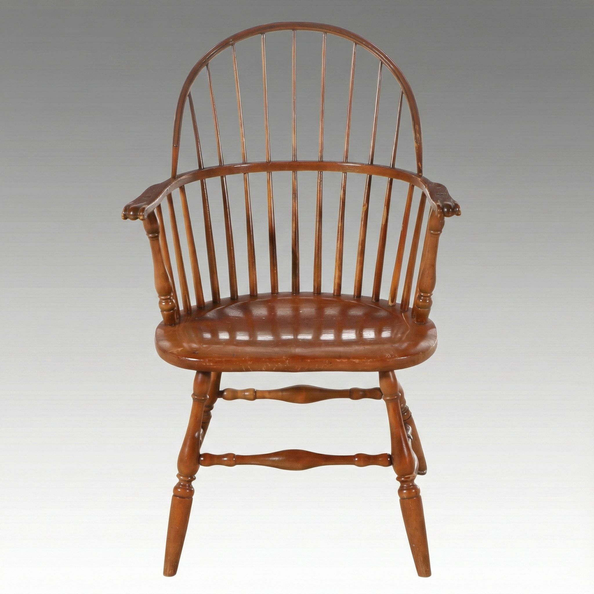 Windsor Style Wooden Spindle-Back Armchair, Mid to Late 20th Century