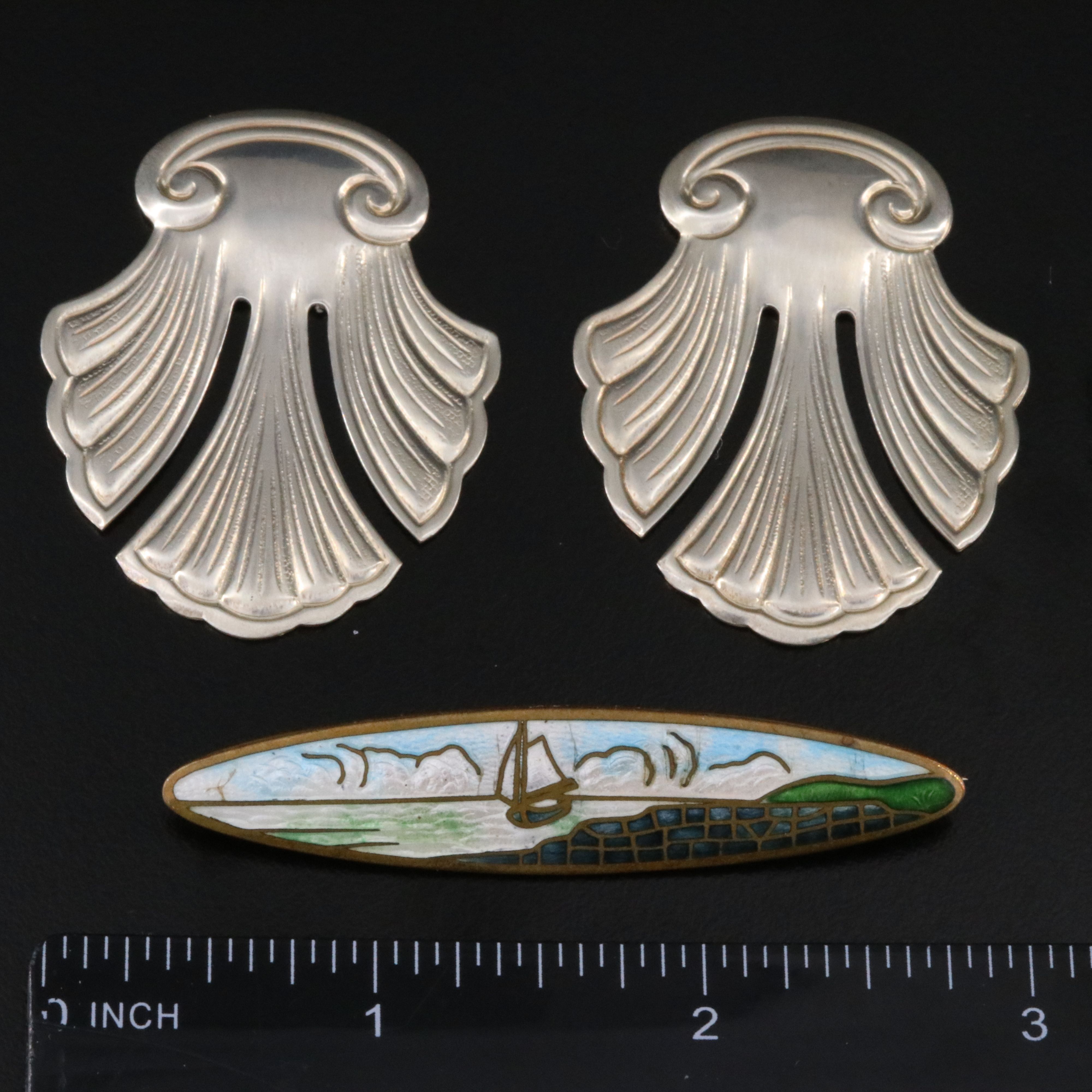 Antique Sterling Jewelry Collection Including Art Nouveau and Victorian Buckle