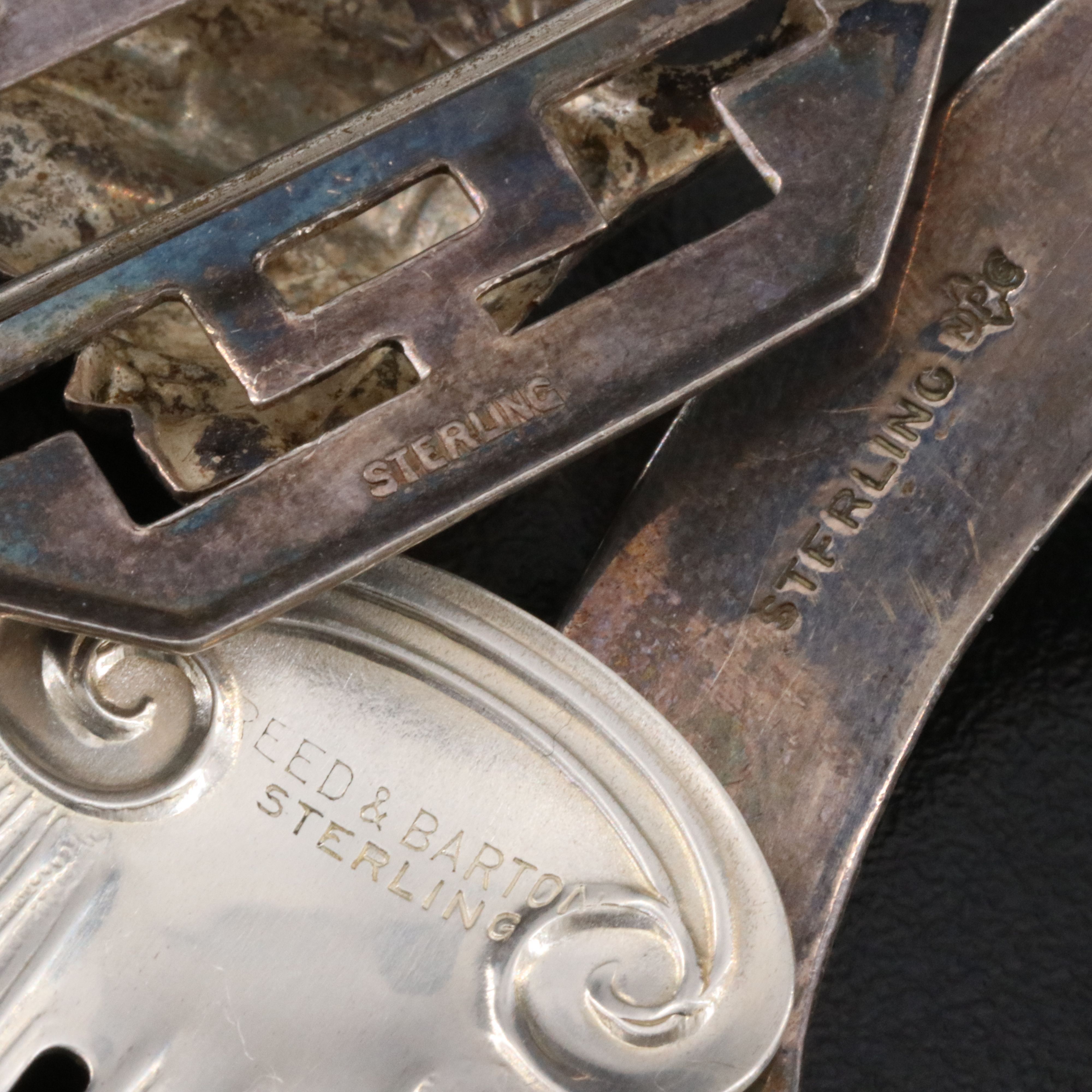 Antique Sterling Jewelry Collection Including Art Nouveau and Victorian Buckle