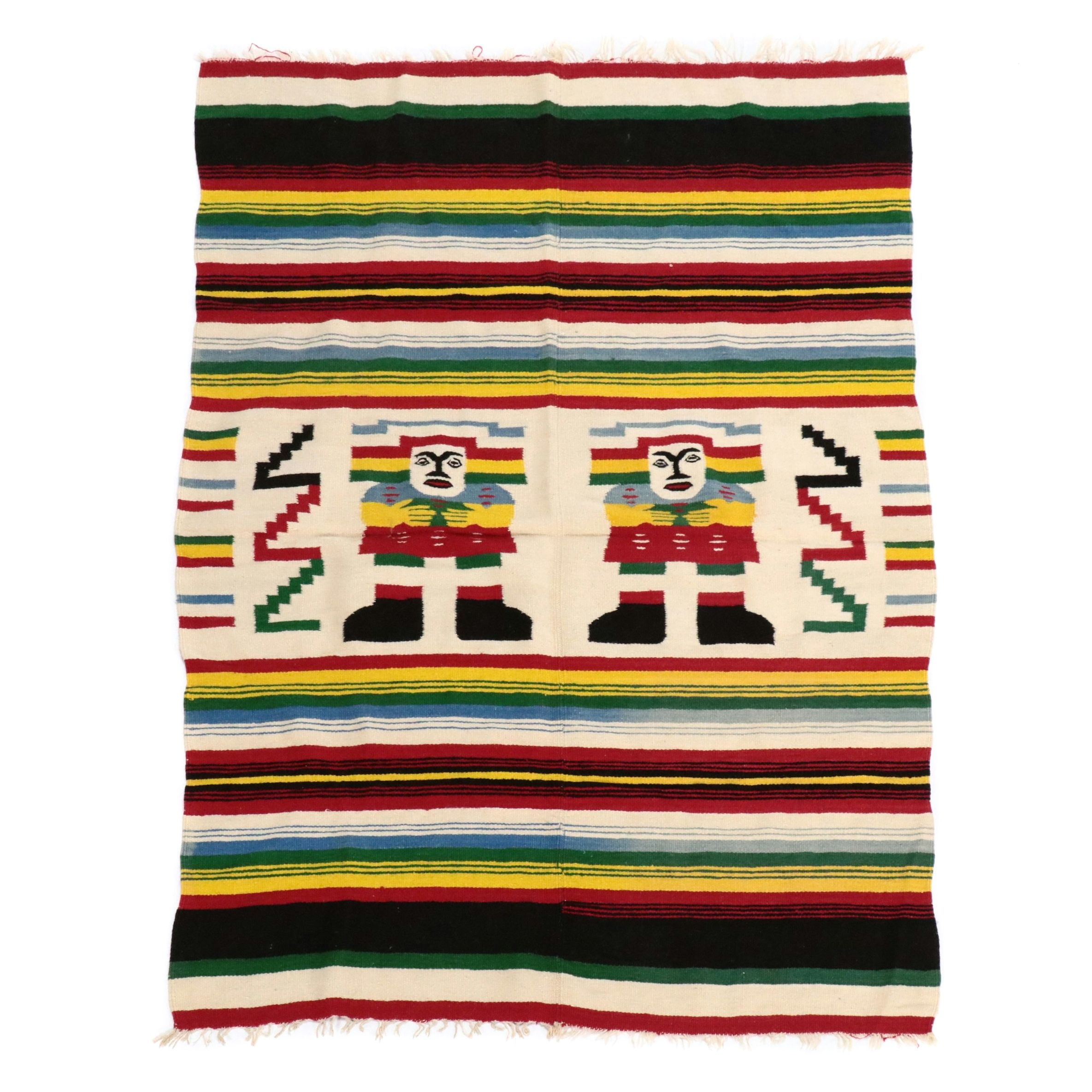 4'1 x 6'3 Handwoven Mexican Oaxacan Figural Area Rug