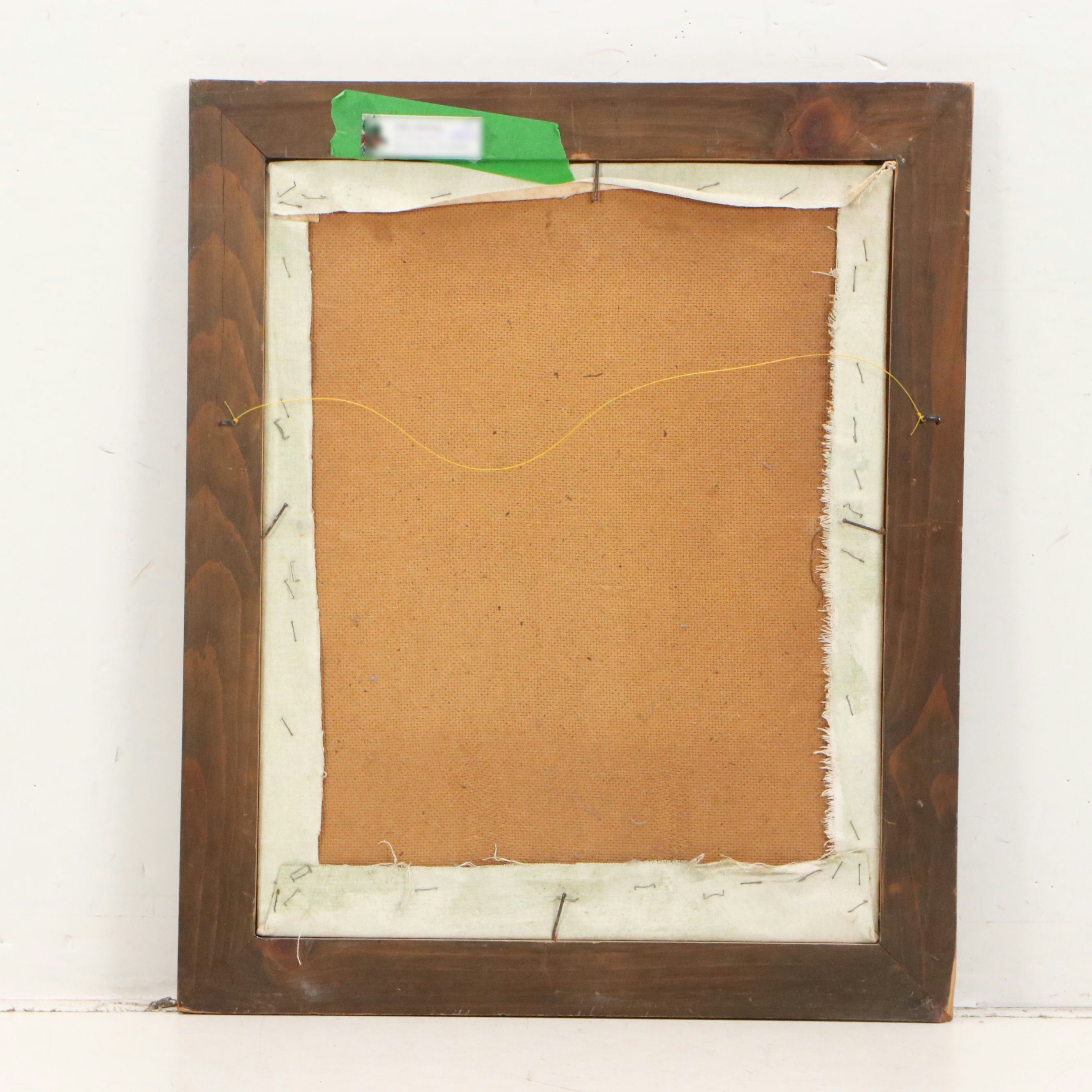 Oil Painting of Woman in Black in Hat, Mid-Late 20th Century